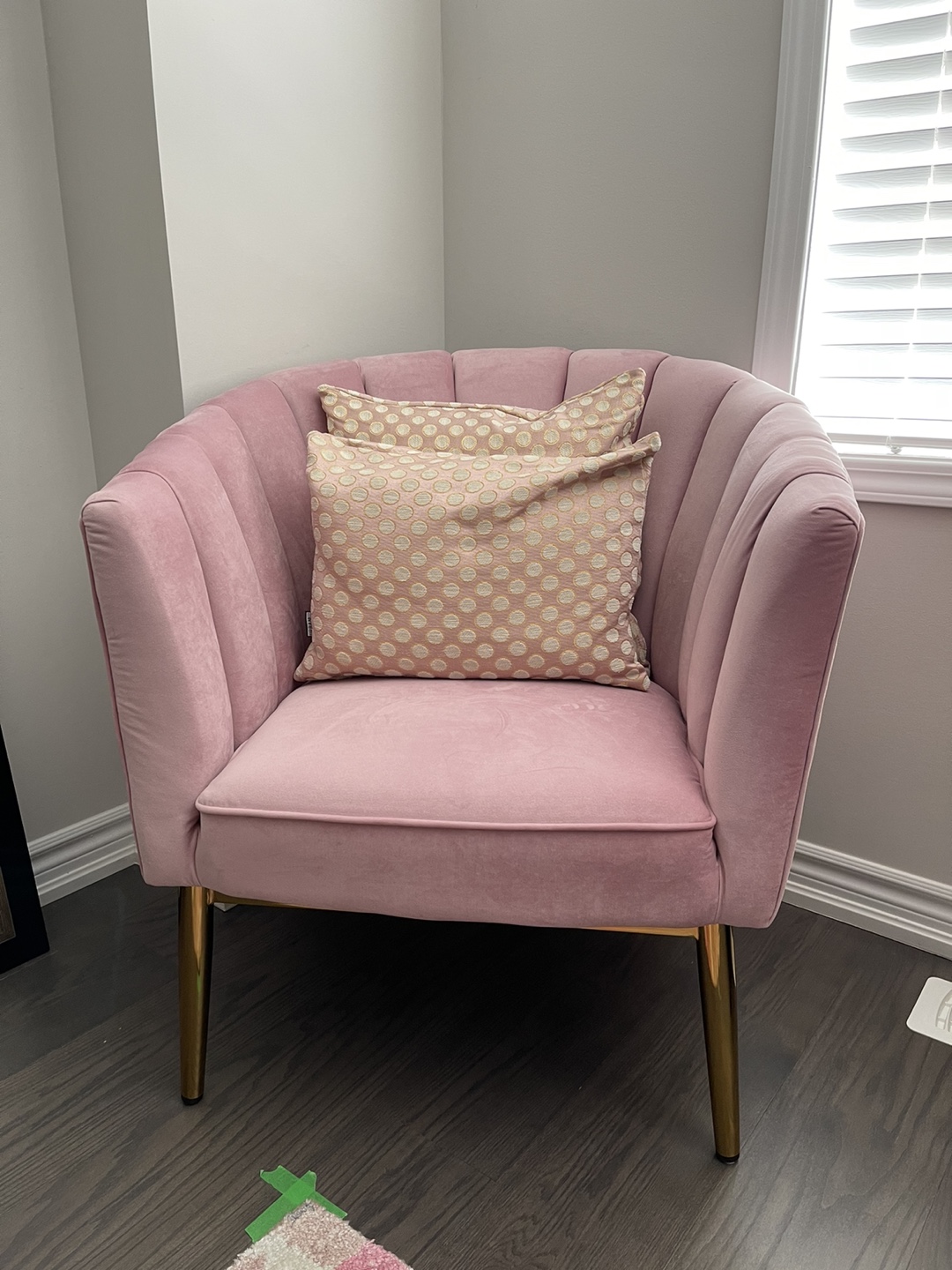 Pink Accent Chair with Gold Legs