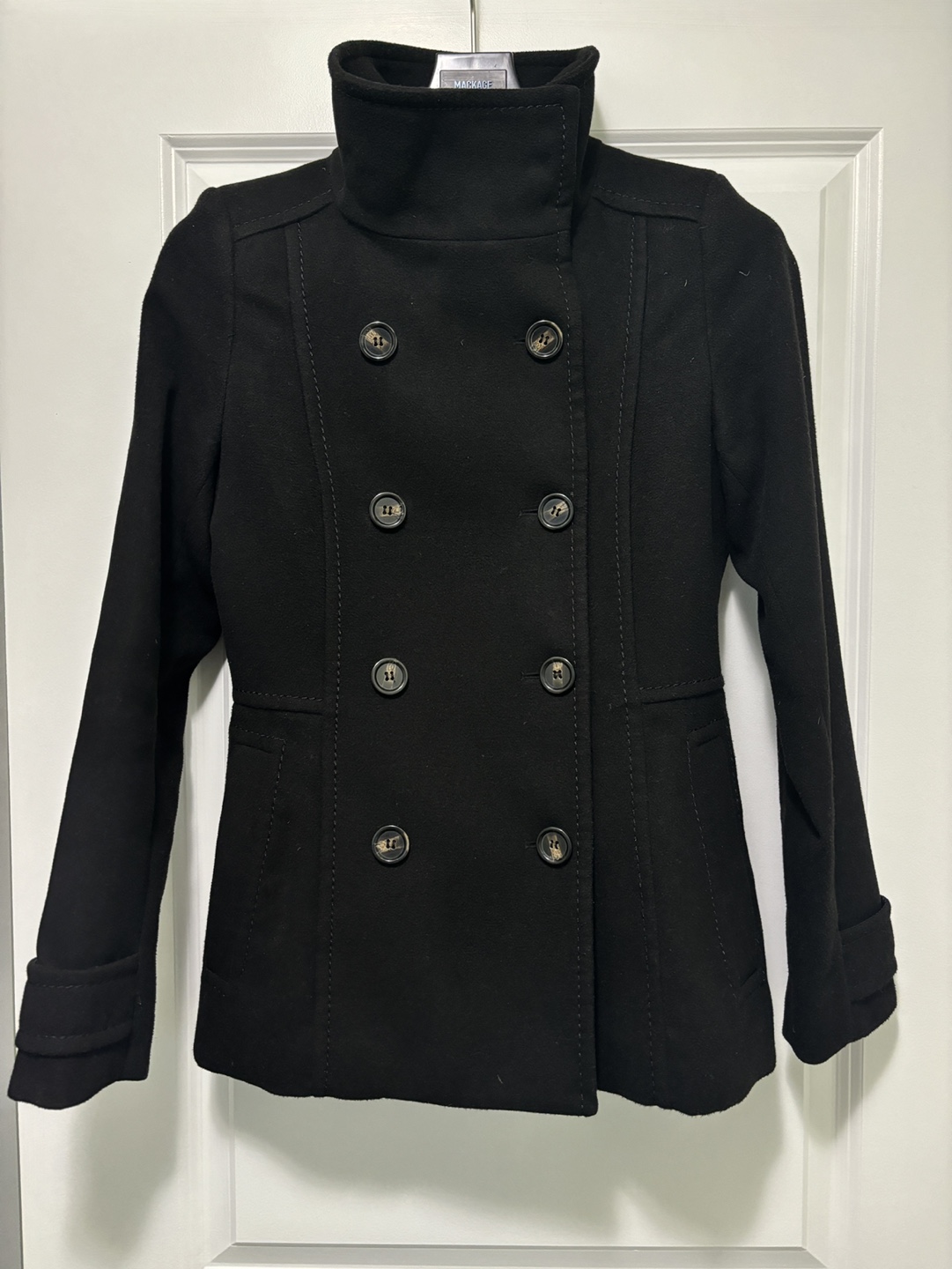 Black Double Breasted Peacoat - Size 6