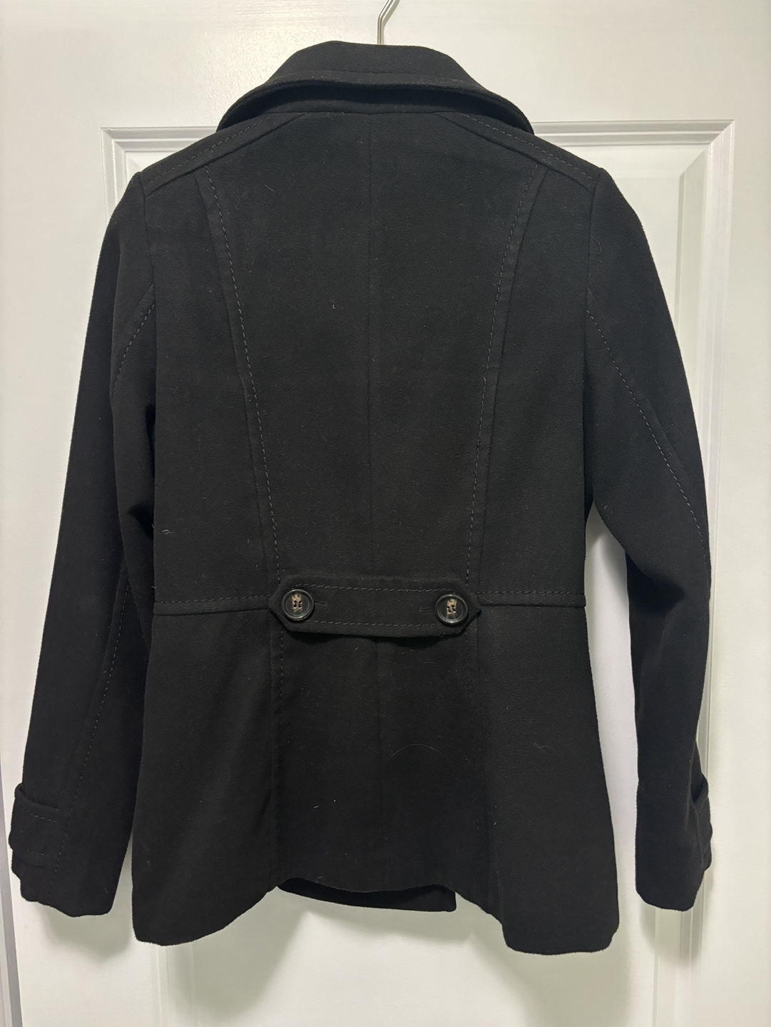 Black Double Breasted Peacoat - Size 6 - photo 2
