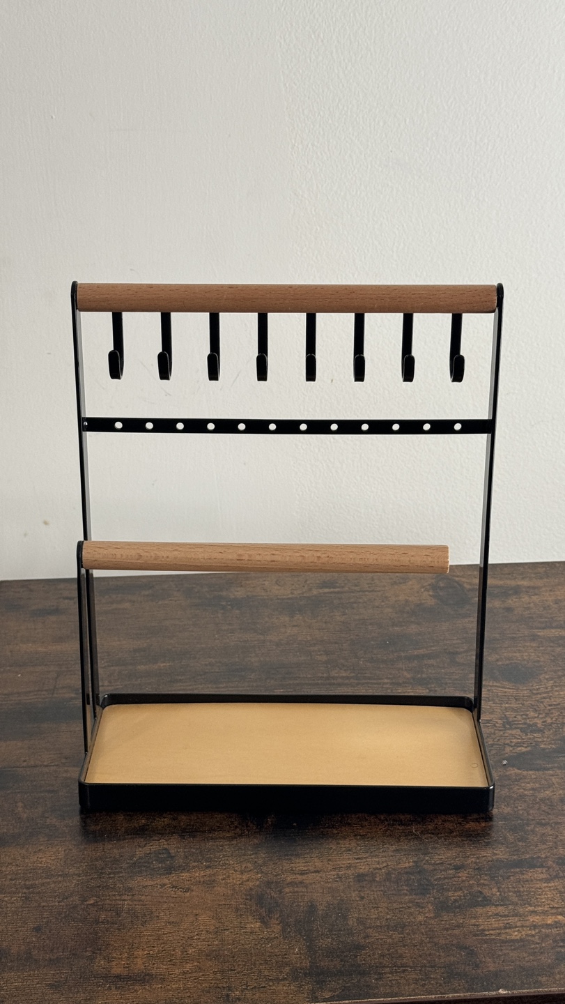 Jewelry Stand with Wooden Accents