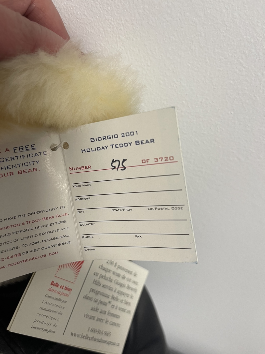 Collectors Giorgio Beverly Hills Herrington Bear 2001 - photo 3