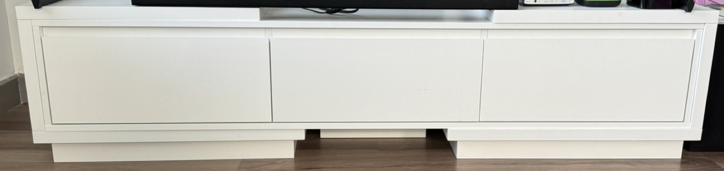 White TV Stand with 3 Drawers
