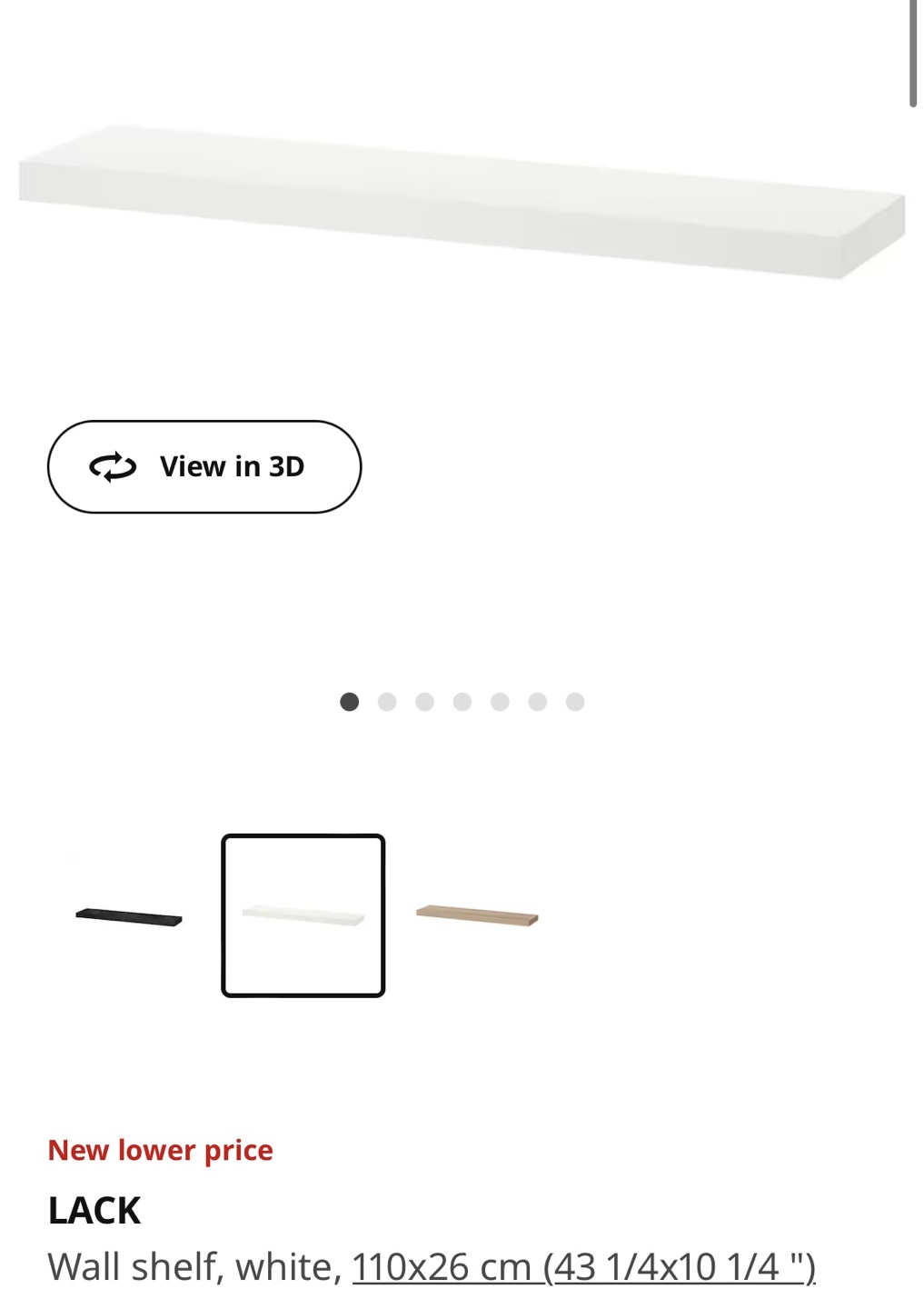 IKEA LACK White Wall Shelf 110x26 cm - photo 2