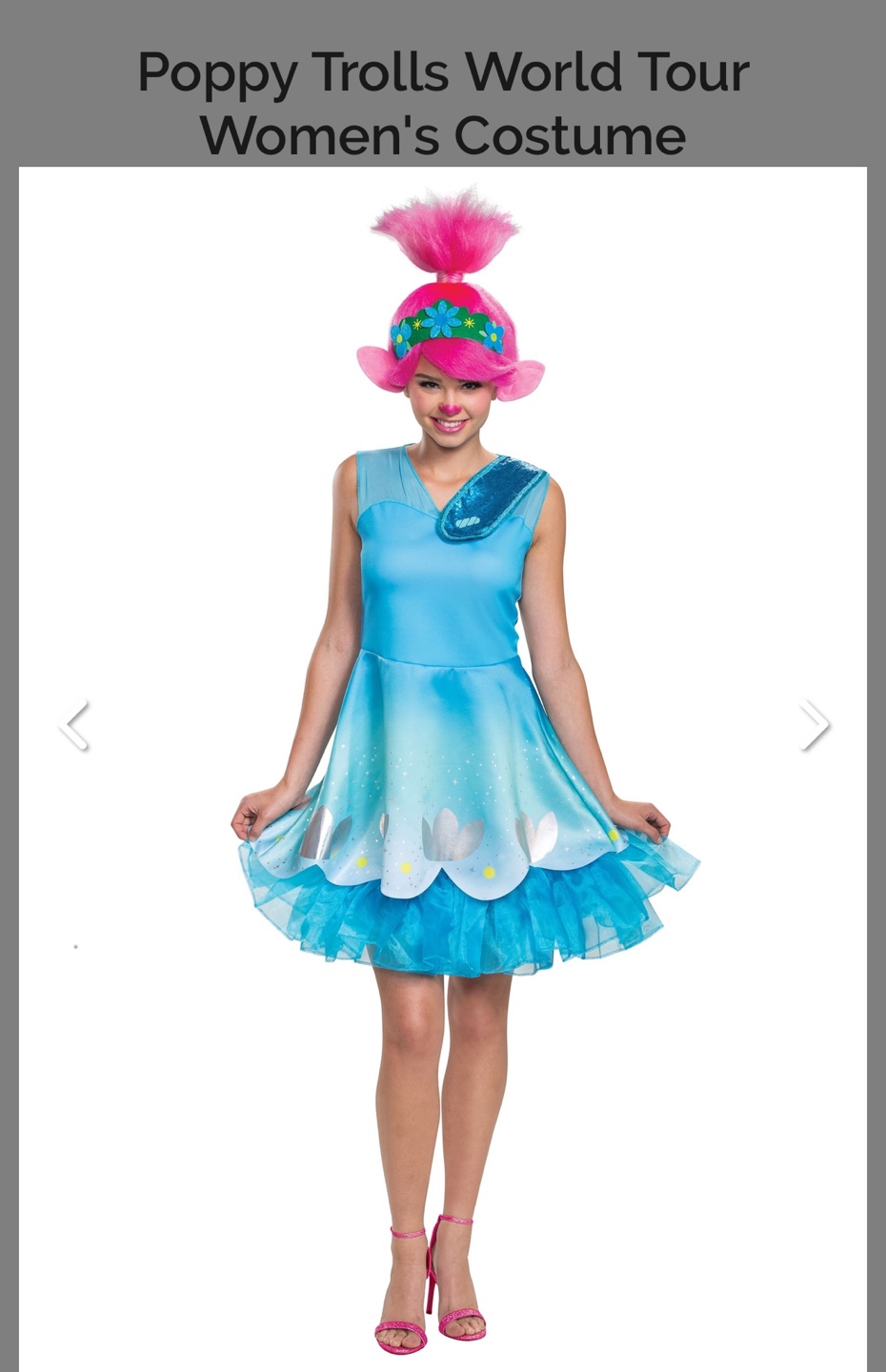 Poppy Trolls World Tour Women's Adult Halloween Costume
