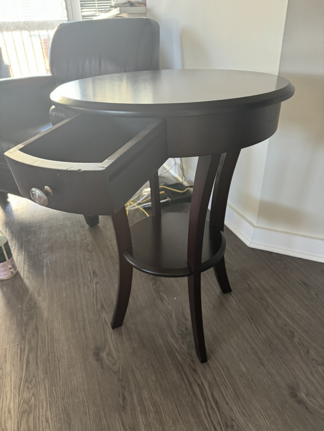 Round End Table with Drawer - photo 3