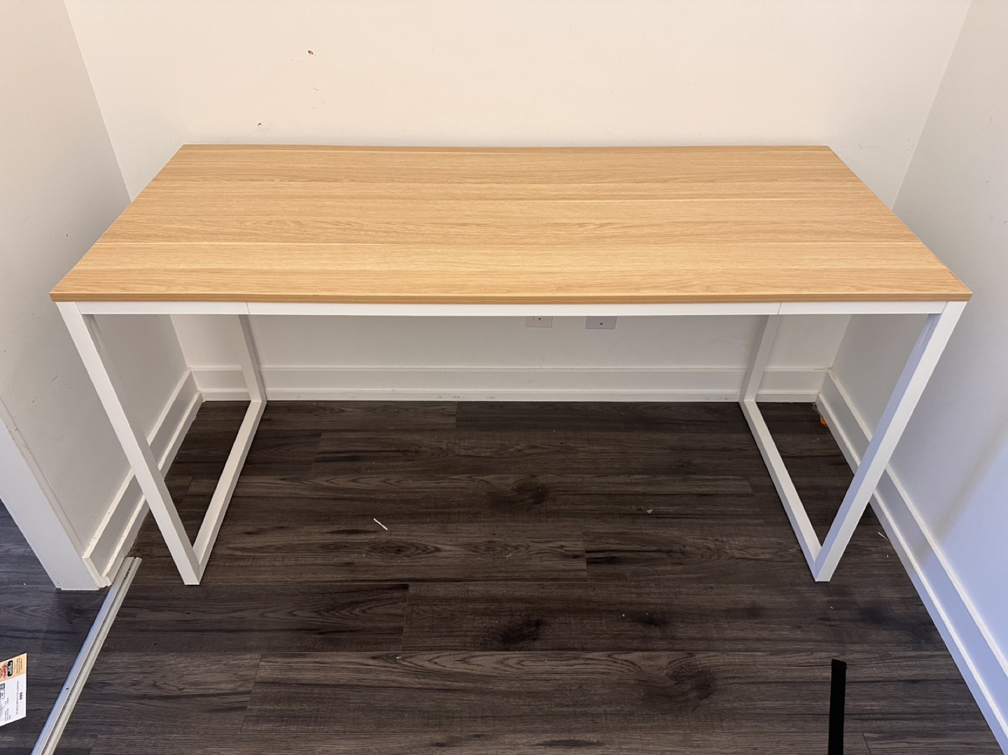 White Computer Desk with Wood Top