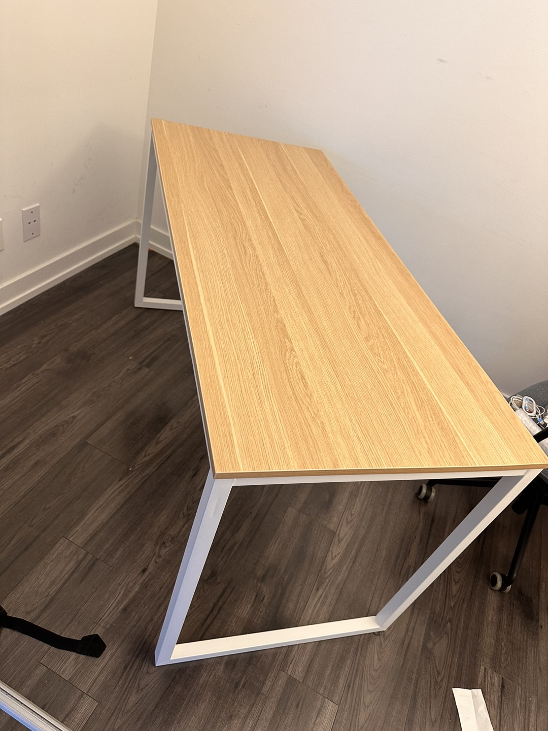 White Computer Desk with Wood Top - photo 2