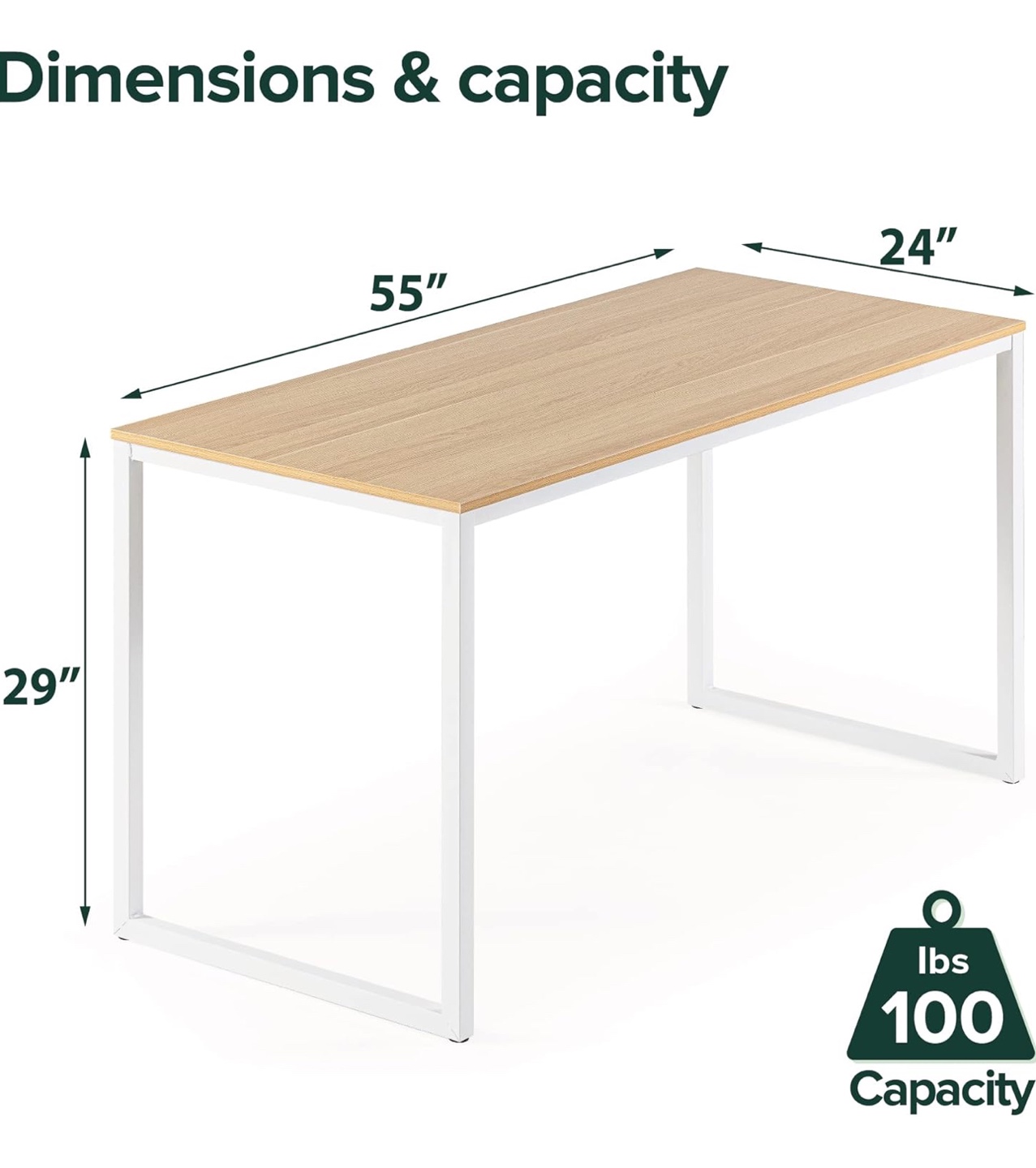 White Computer Desk with Wood Top - photo 3