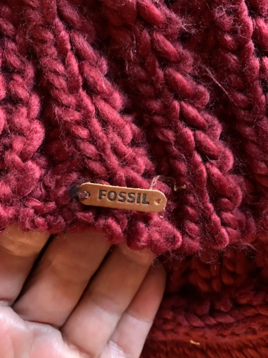 Fossil Burgundy Knit Hat and Scarf Set image indicator(2)