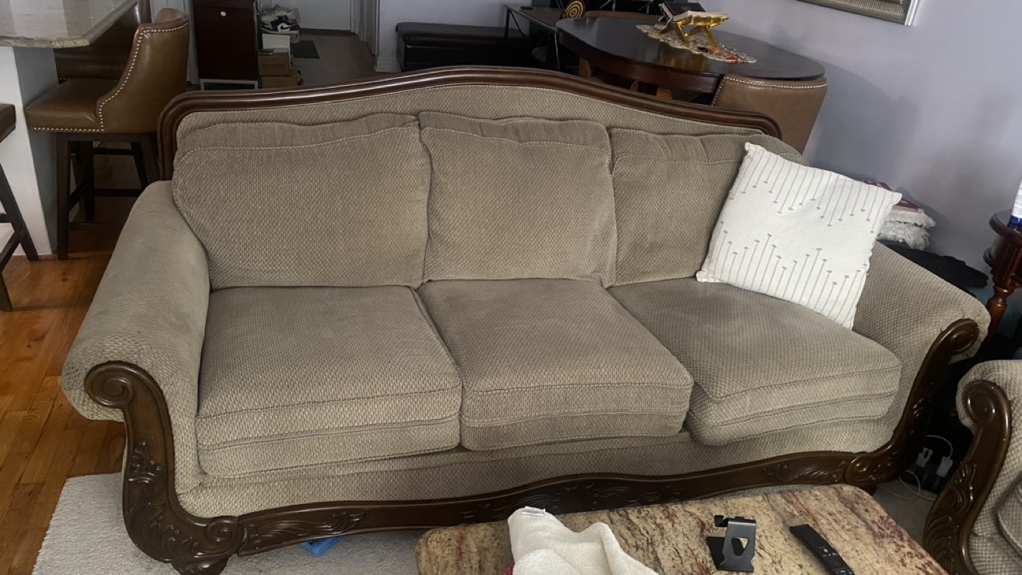 Brown Sofa with Wooden Frame