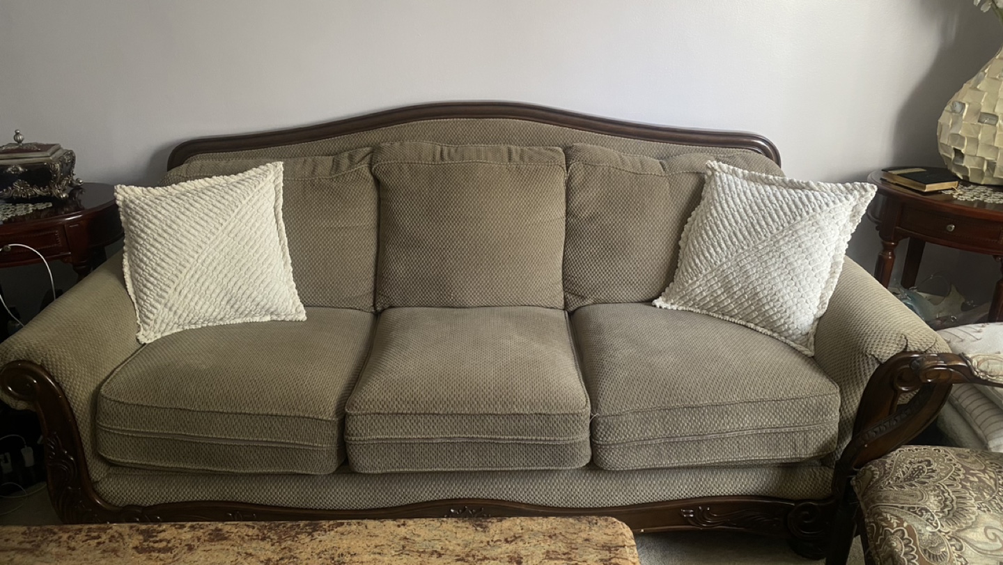 Brown Sofa with Wooden Frame - photo 2