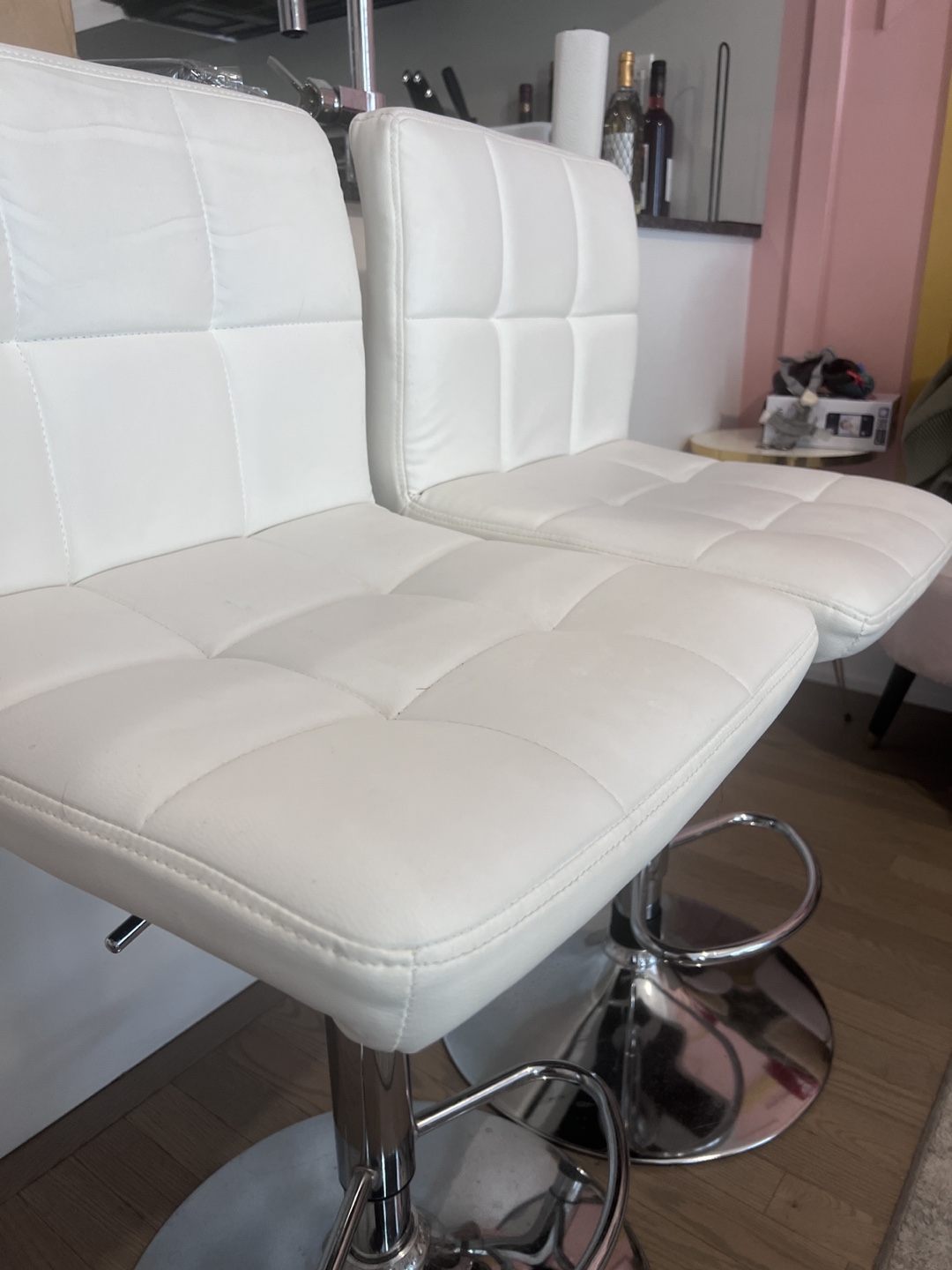 2 White Bar Stools