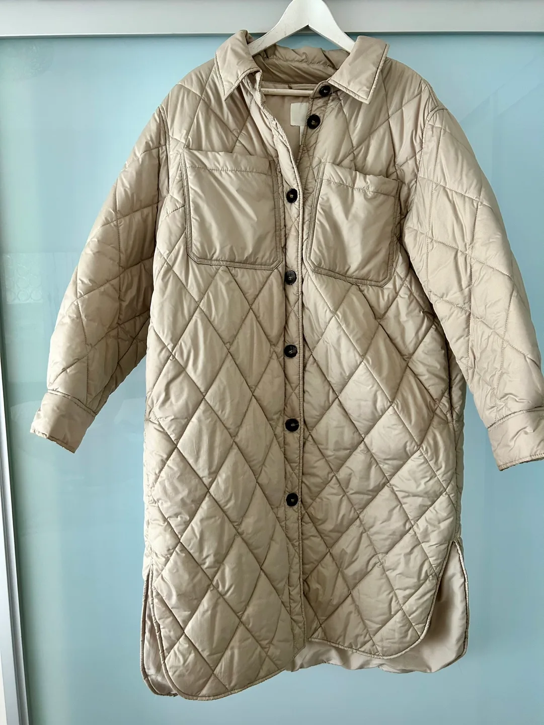 H&M Beige Quilted Jacket thumbnail