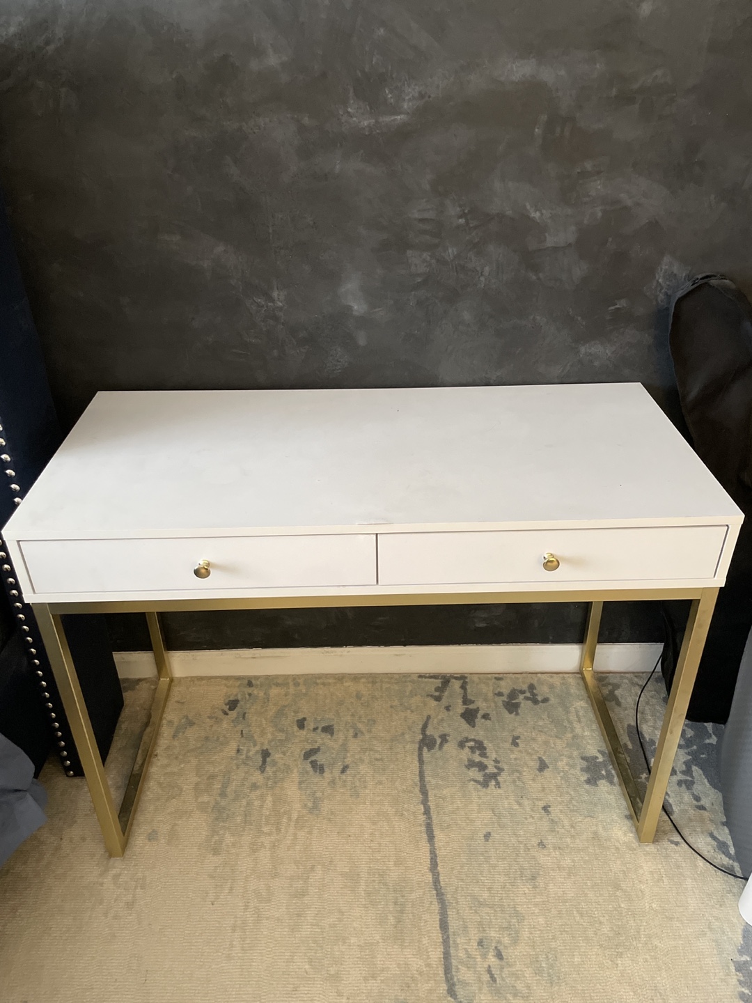 White Desk with Gold Legs - photo 2