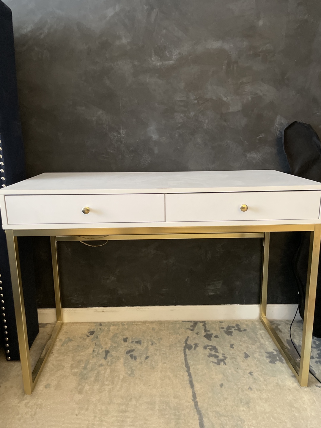 White Desk with Gold Legs