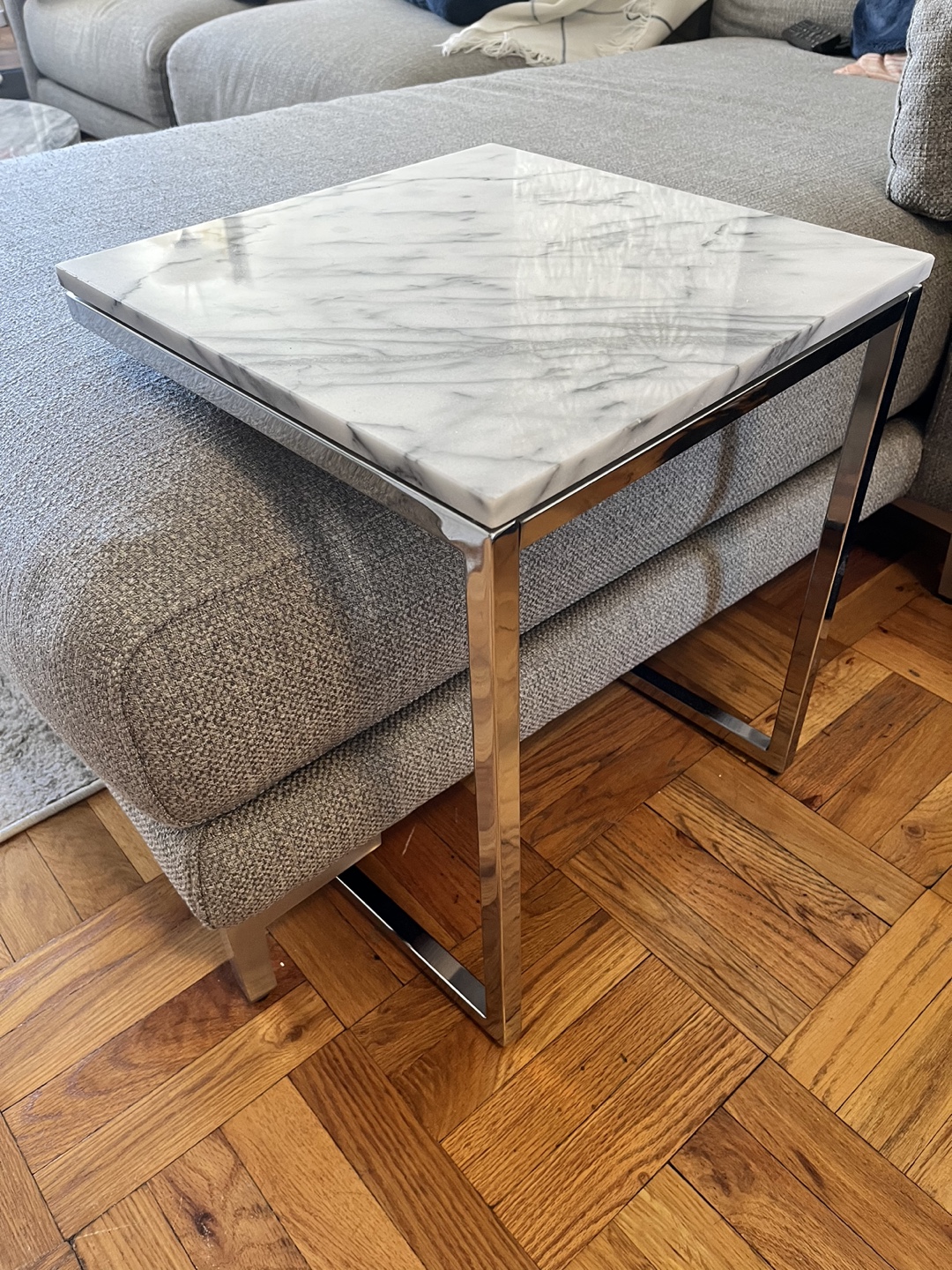 CB2 Marble and Chrome Coffee Table and End Table - photo 2