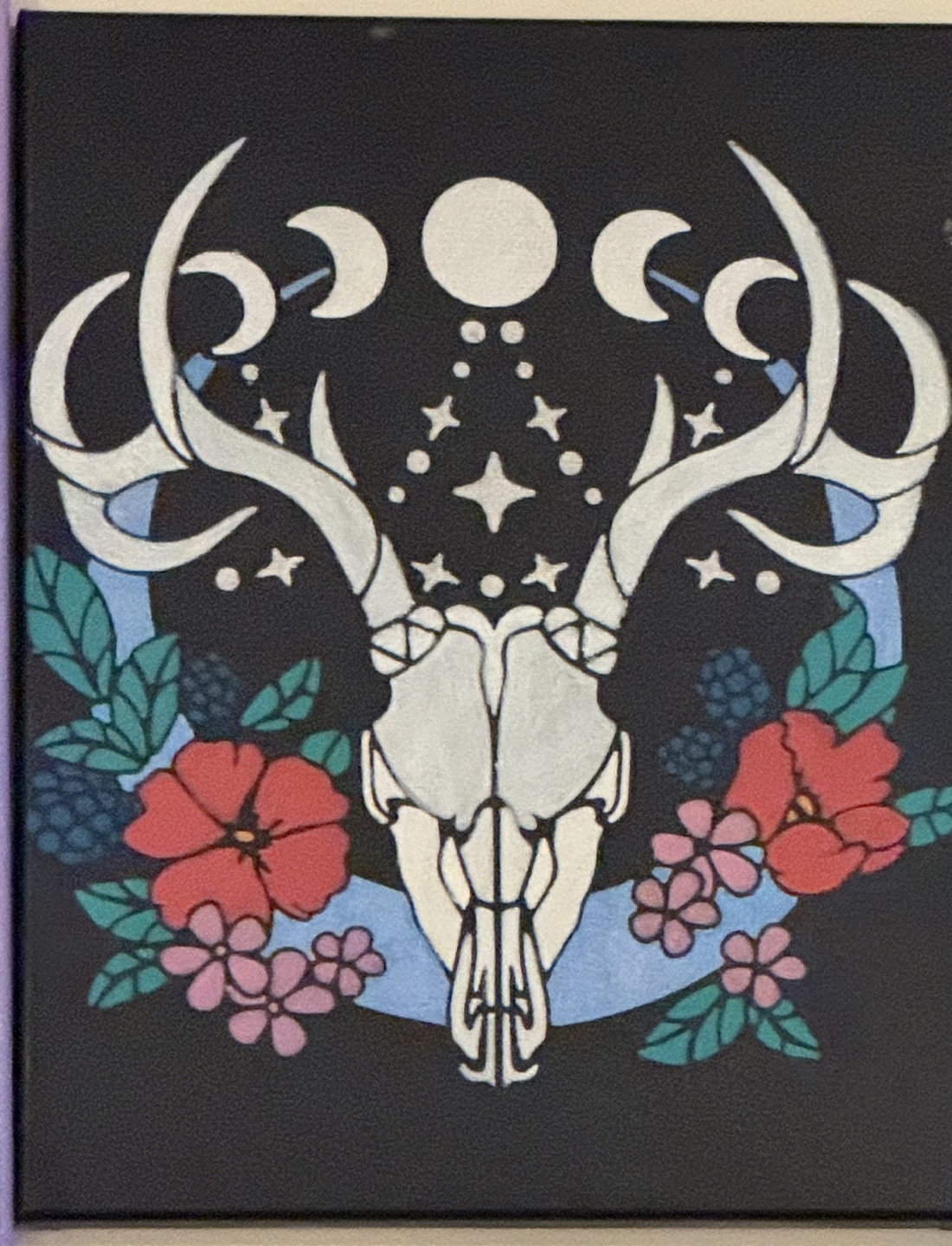 Deer Skull Witchy Moon Painting