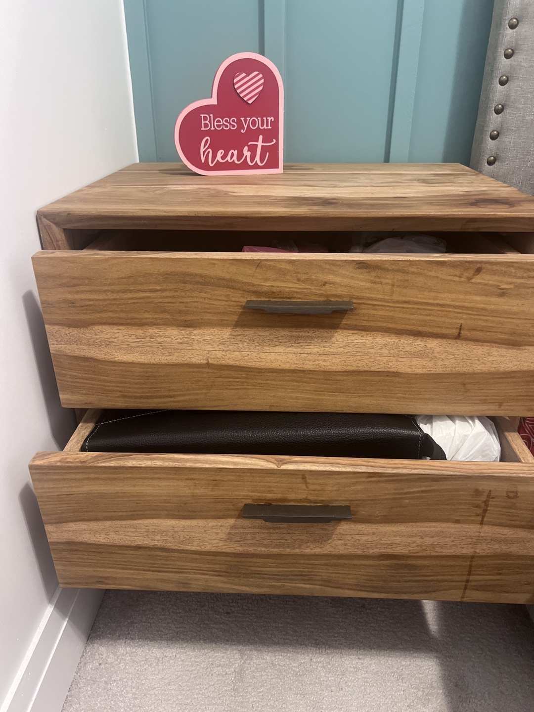 Wood Nightstand with Two Drawers - photo 2