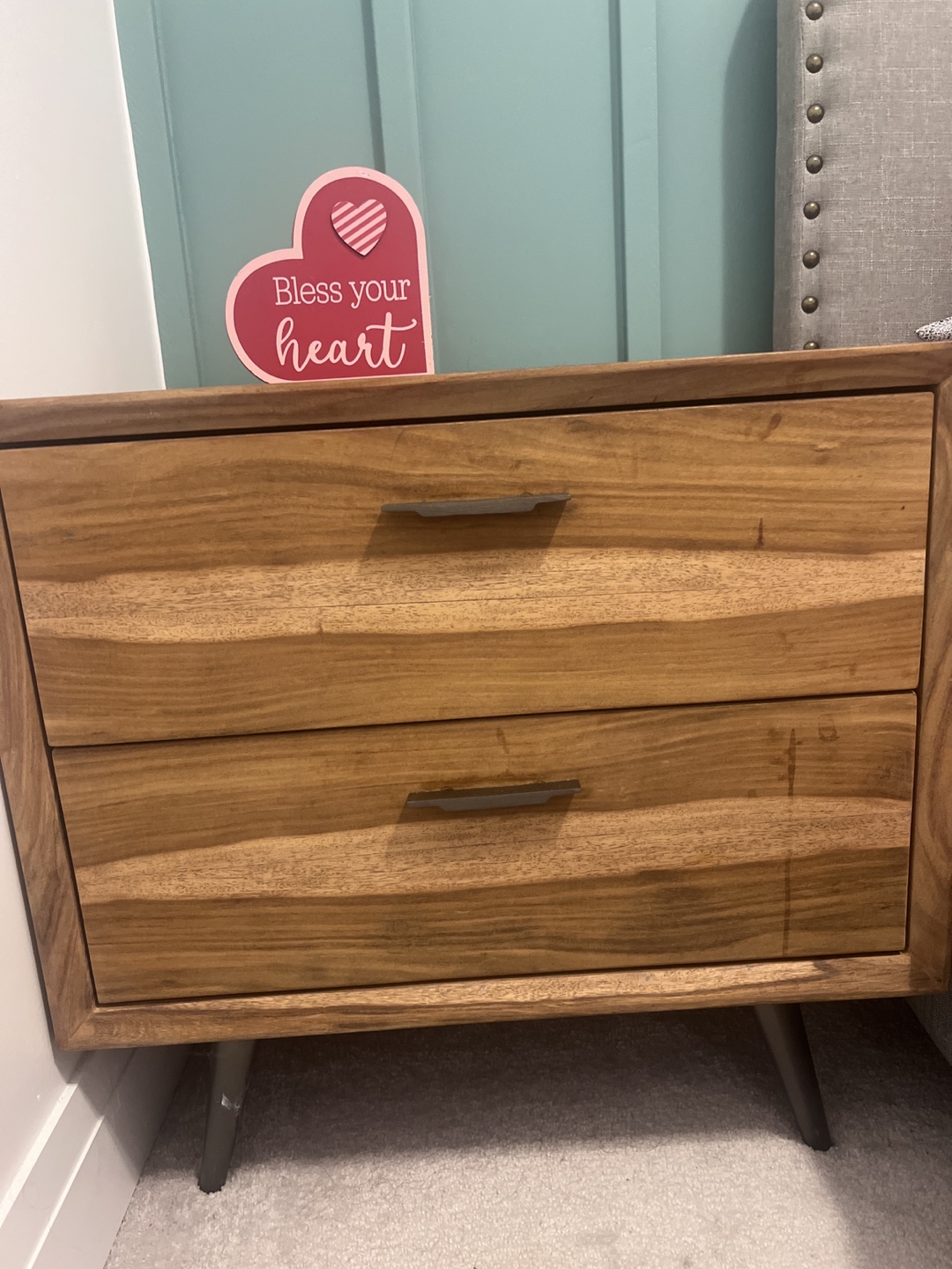 Wood Nightstand with Two Drawers
