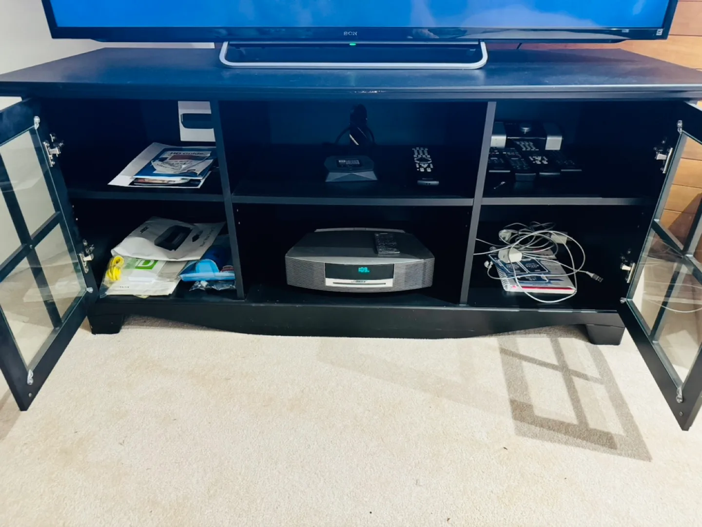 Black TV cabinet  with Glass Doors image indicator(2)