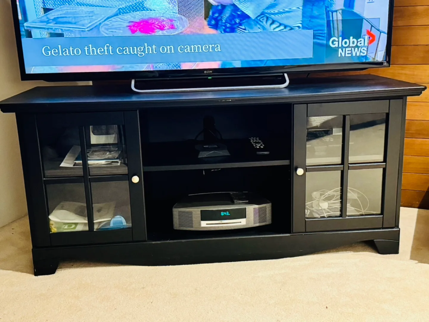 Black TV cabinet  with Glass Doors image indicator(3)
