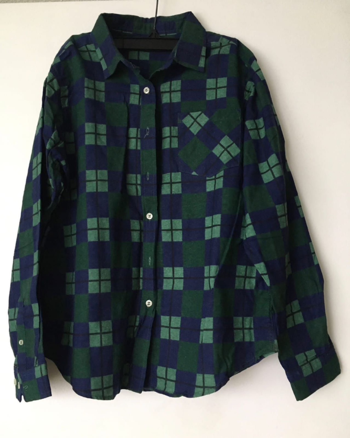 Green and Blue Plaid Button Up Shirt