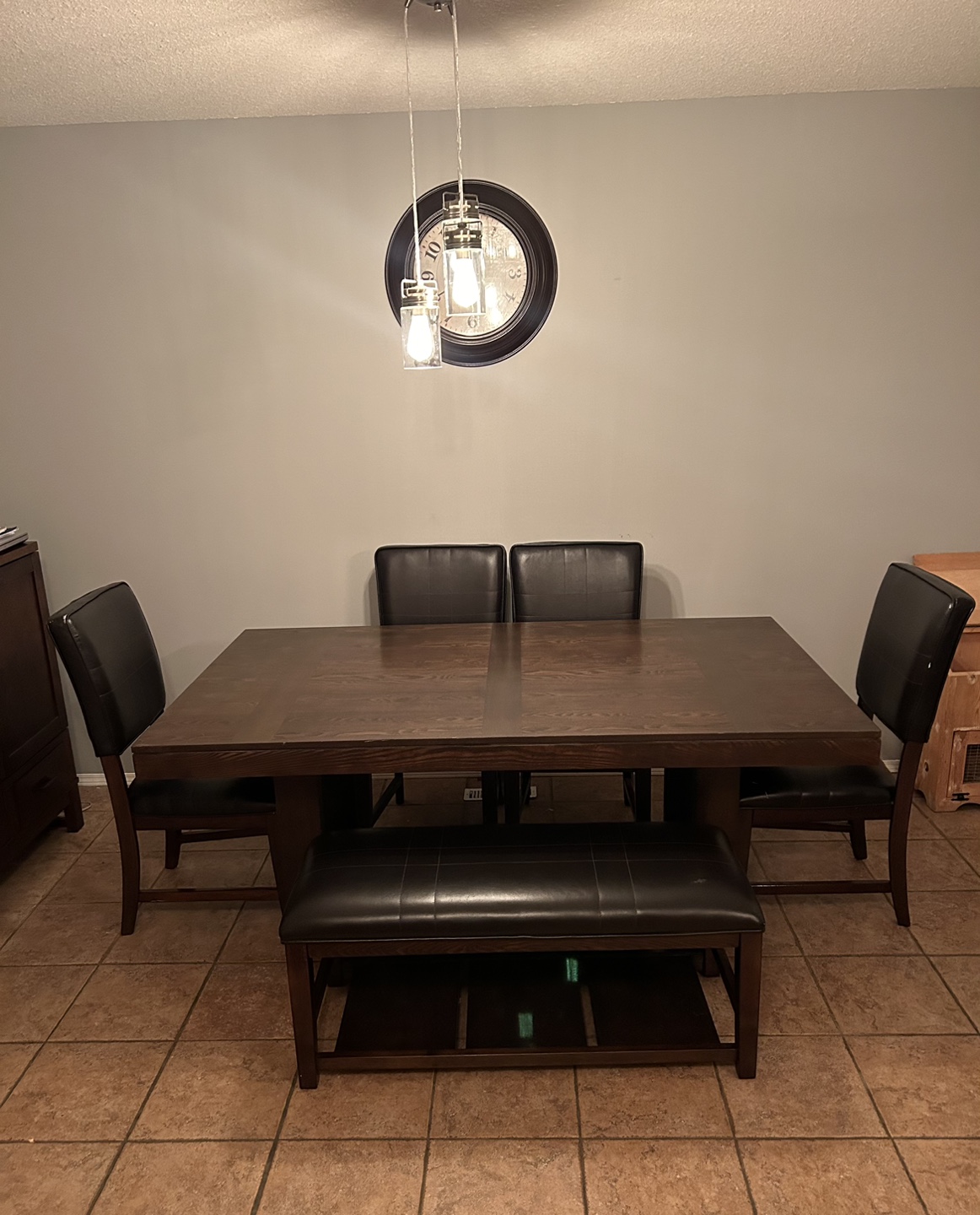 Dining Table Set with 4 chairs and bench