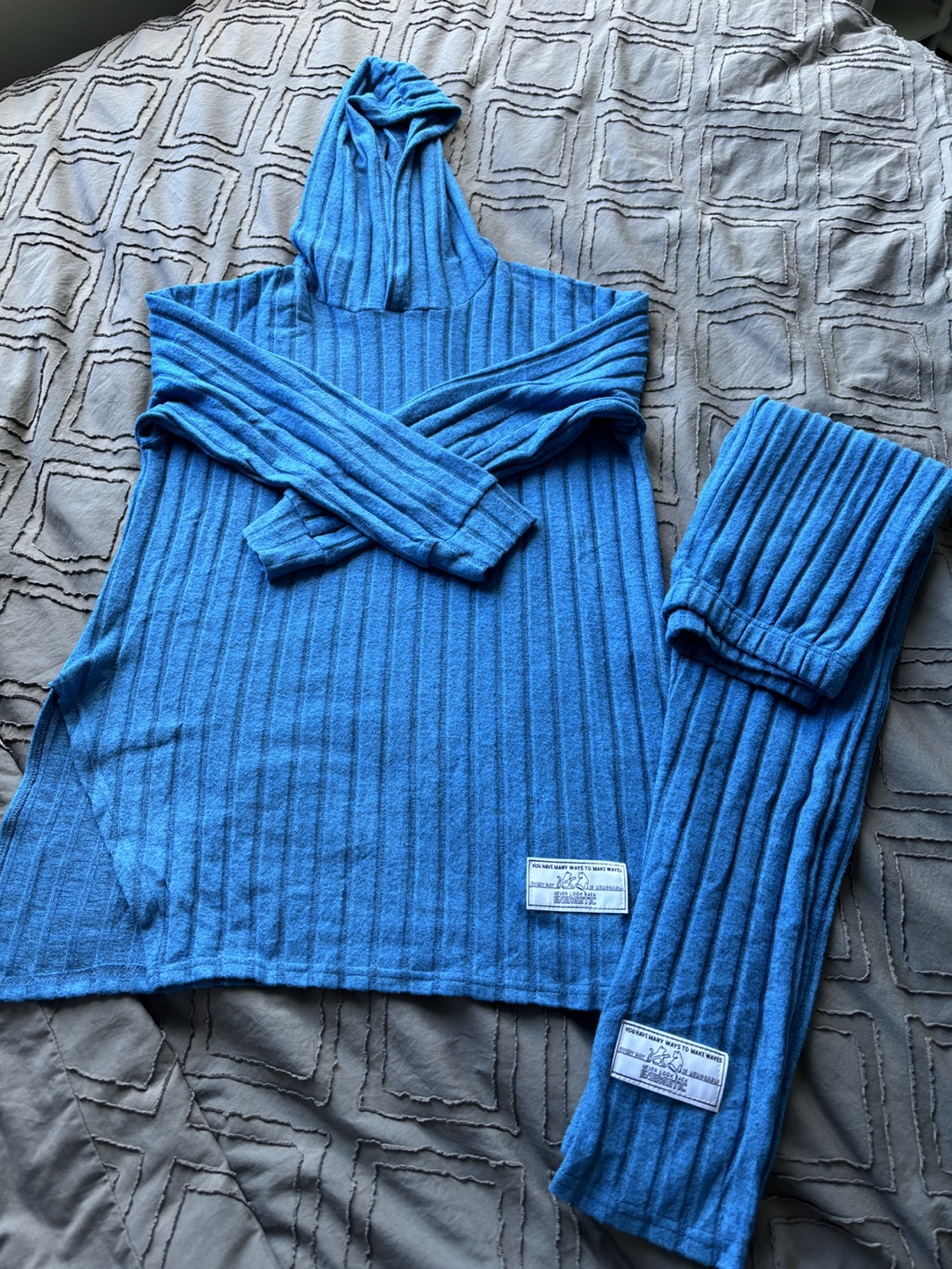 Girls Blue Hooded Top and Leggings Set