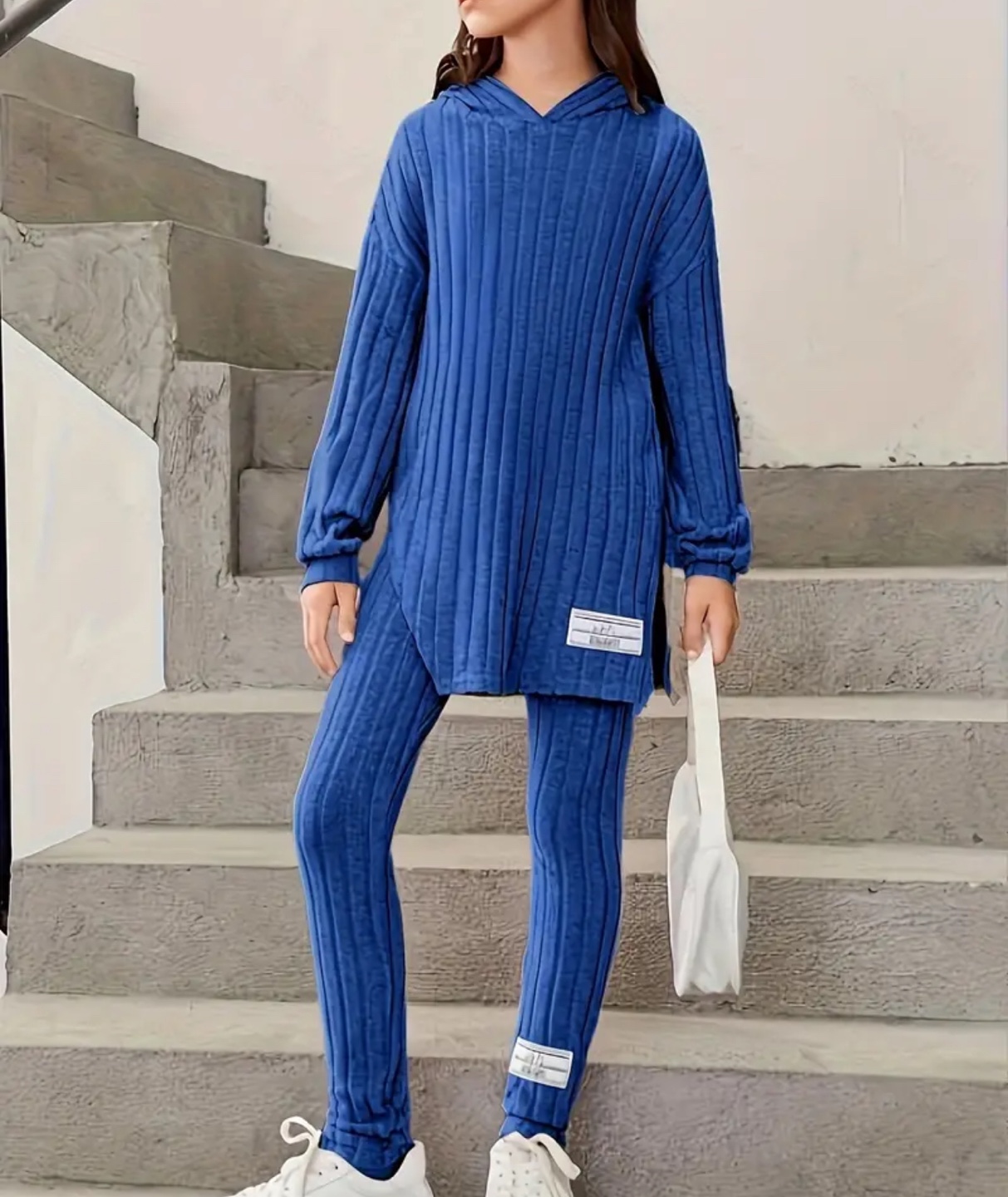 Girls Blue Hooded Top and Leggings Set - photo 5
