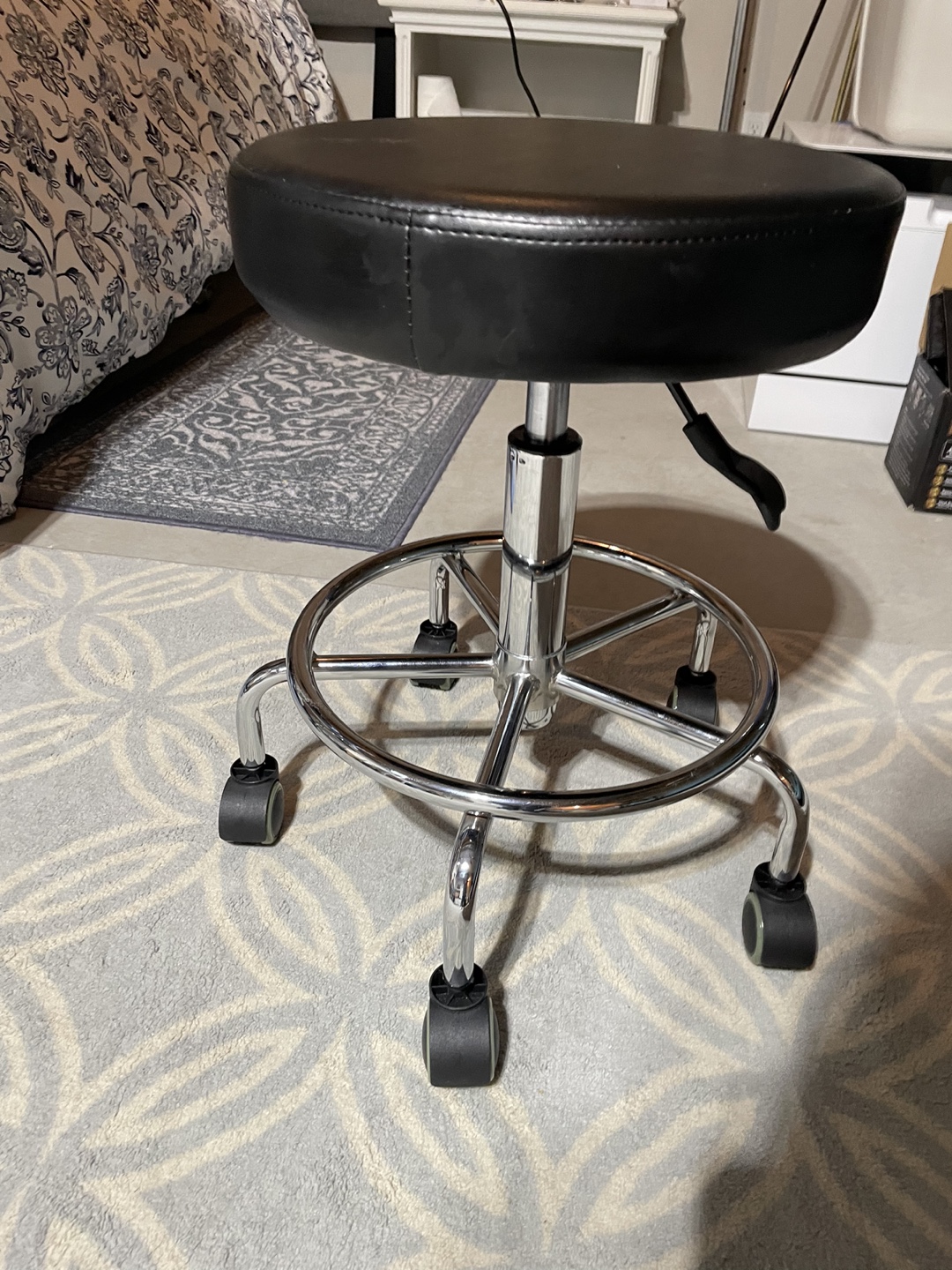 Black Rolling Office Stool