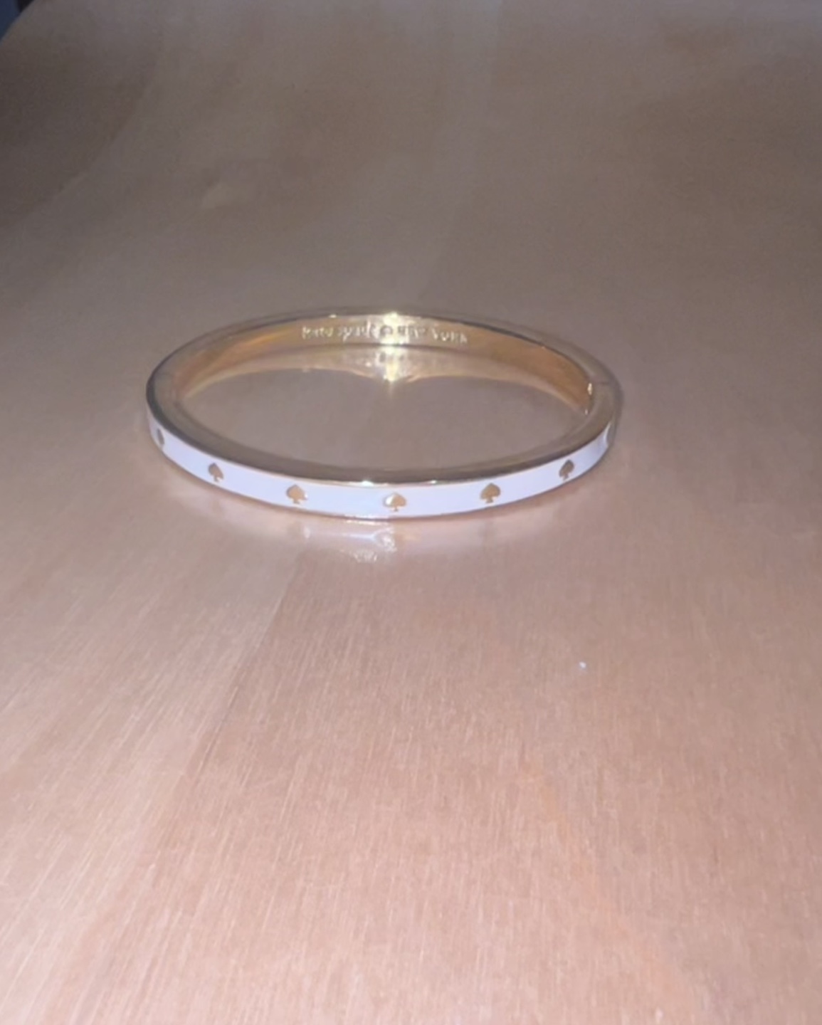 Kate Spade Gold and White Enamel Bangle Bracelet - photo 3