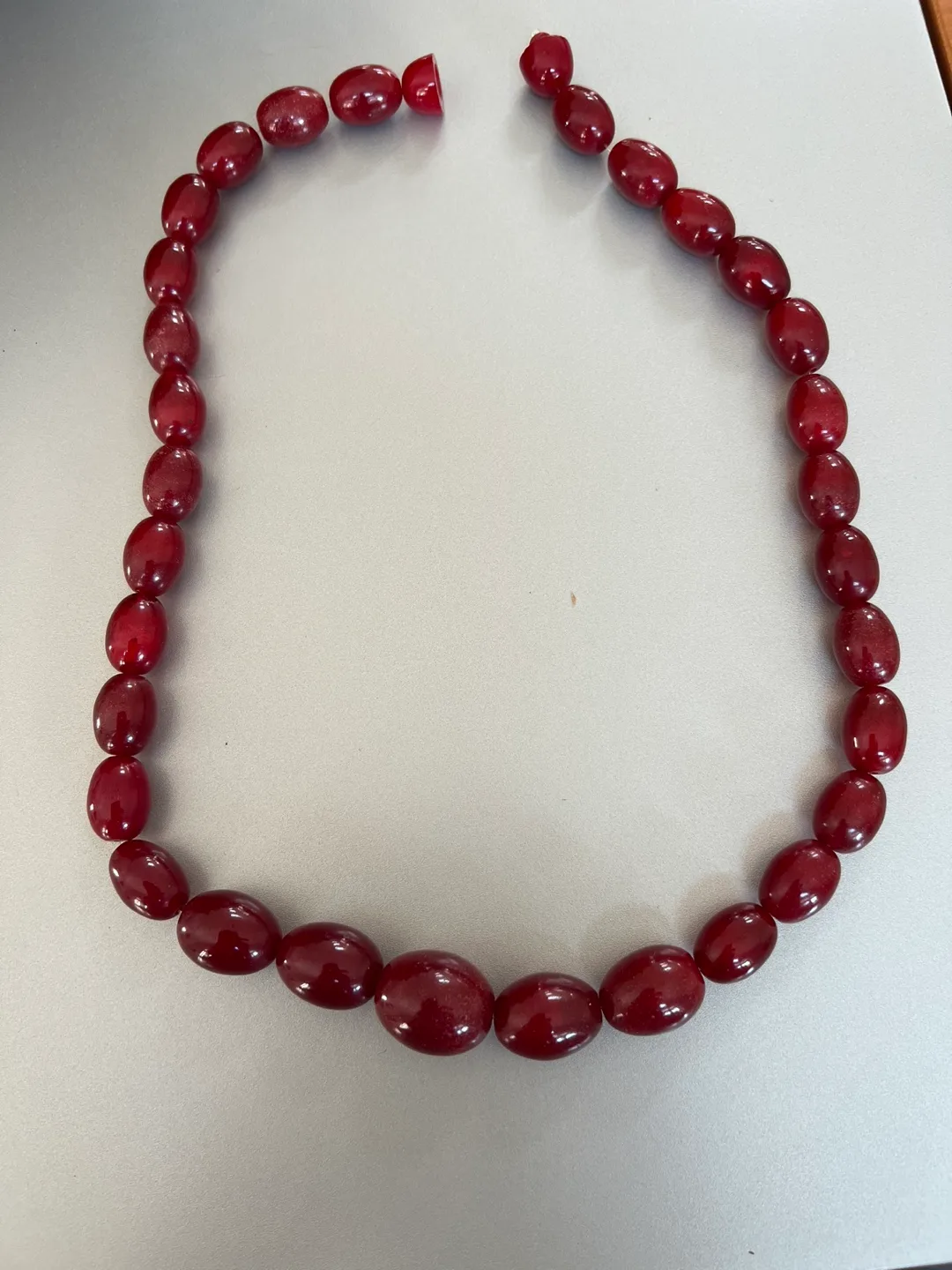 Carnelian Bead Necklace 26” thumbnail
