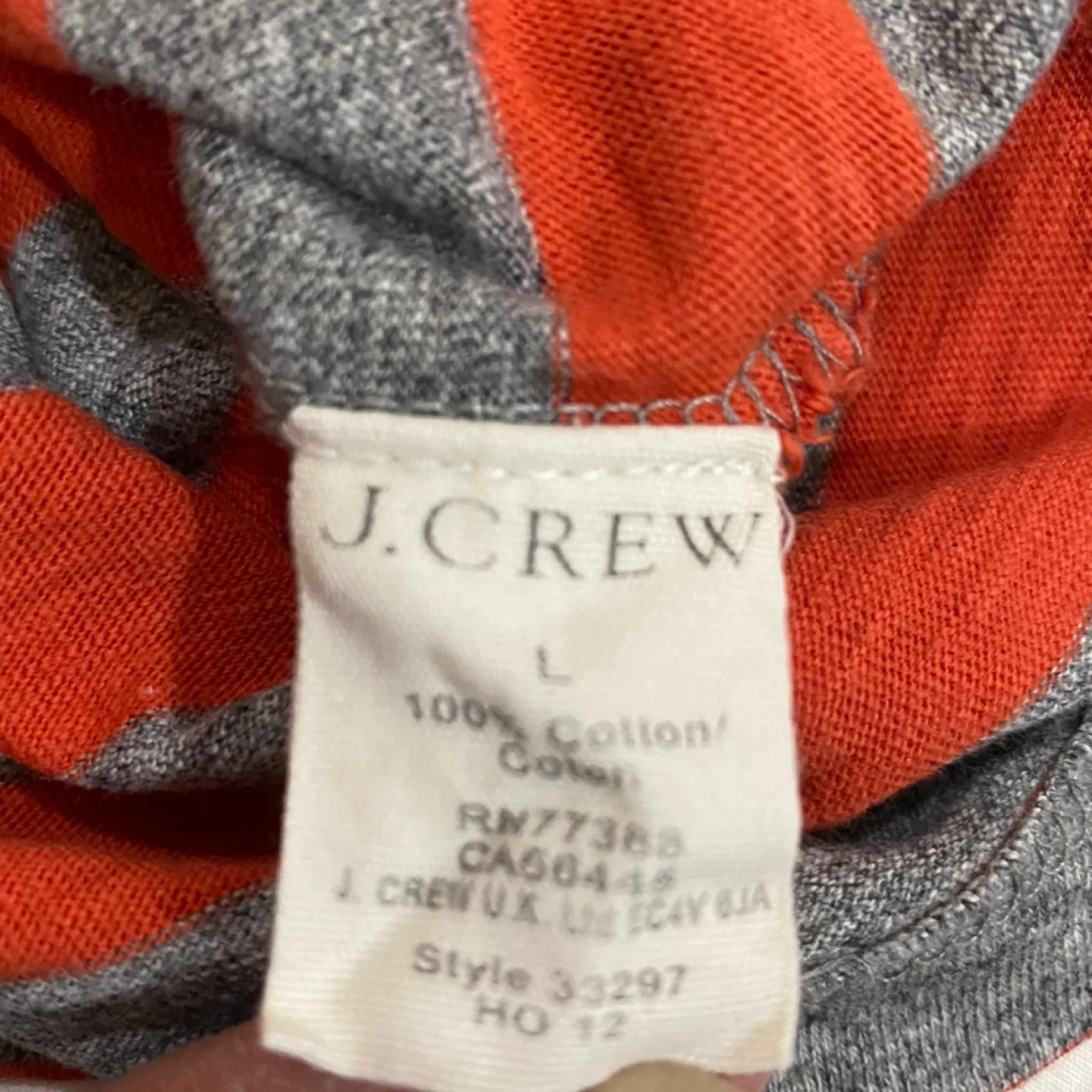 J.Crew Orange and Grey Striped T-Shirt image indicator(5)