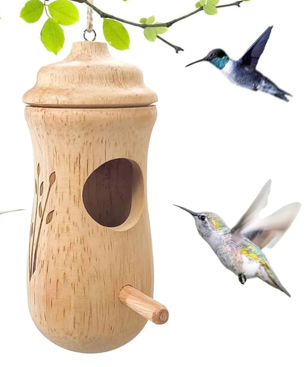 Wooden Hummingbird Feeder