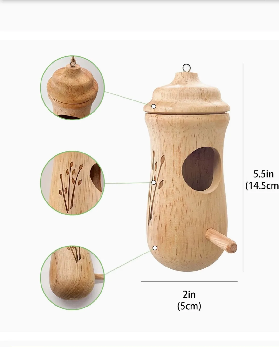 Wooden Hummingbird Feeder image indicator(2)