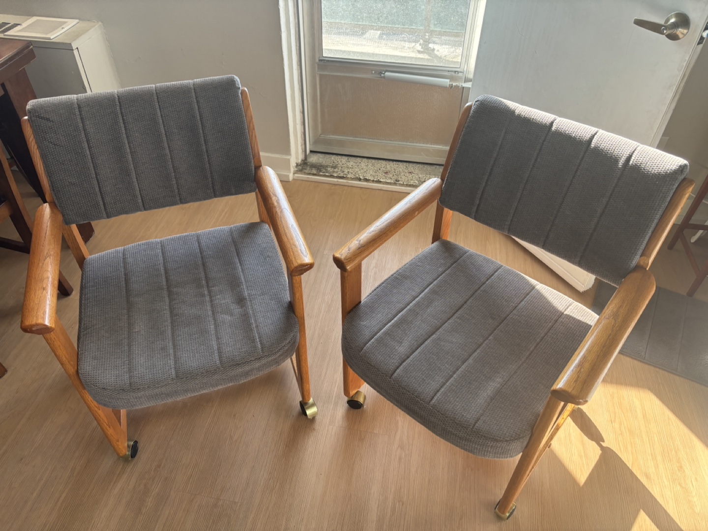 Set of 2 Mid Century Modern Rolling Armchairs