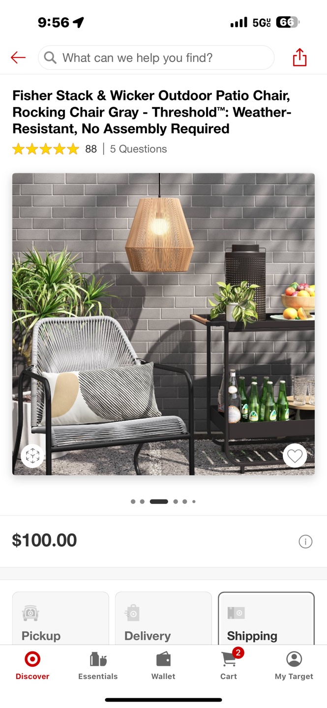 Fisher Stack & Wicker Outdoor Patio Chair, Rocking Chair Gray