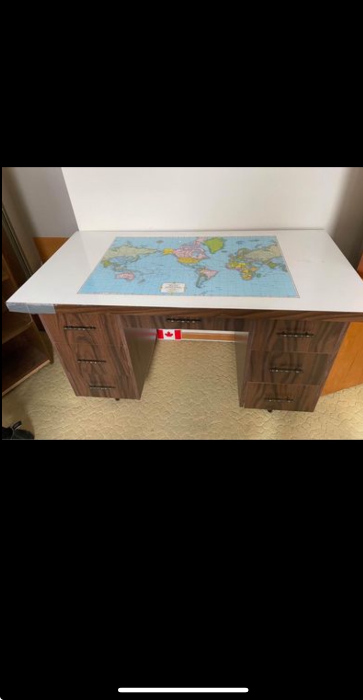 Vintage Desk with World Map