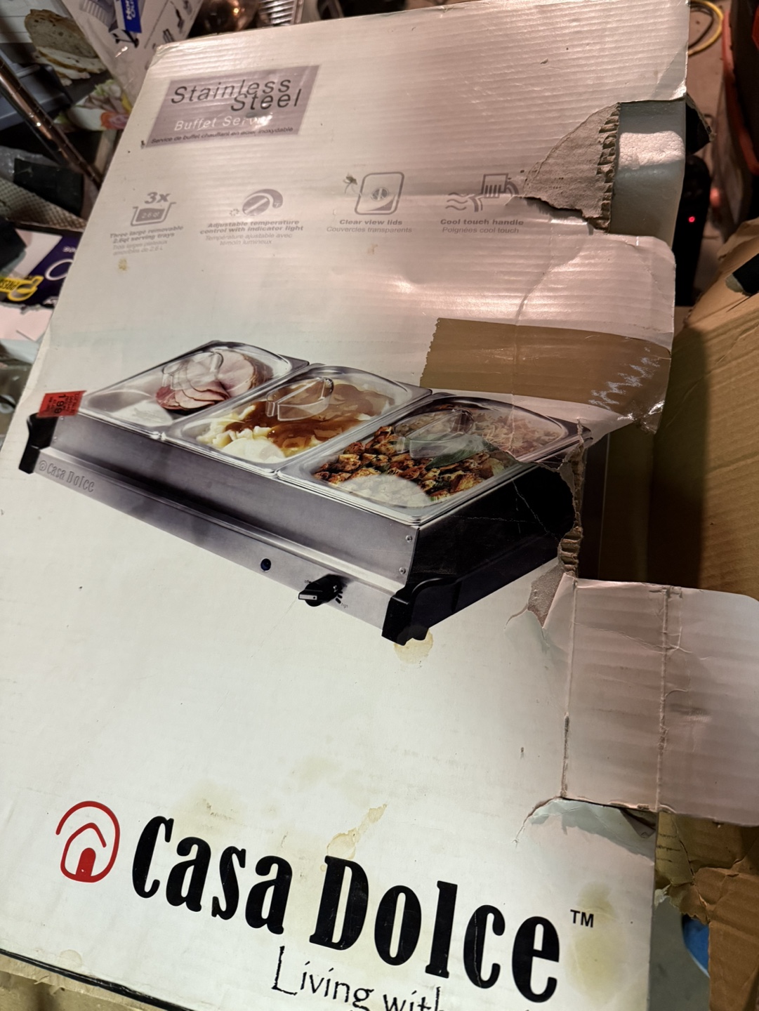 Casa Dolce 3-Compartment Stainless Steel Buffet Server - photo 2