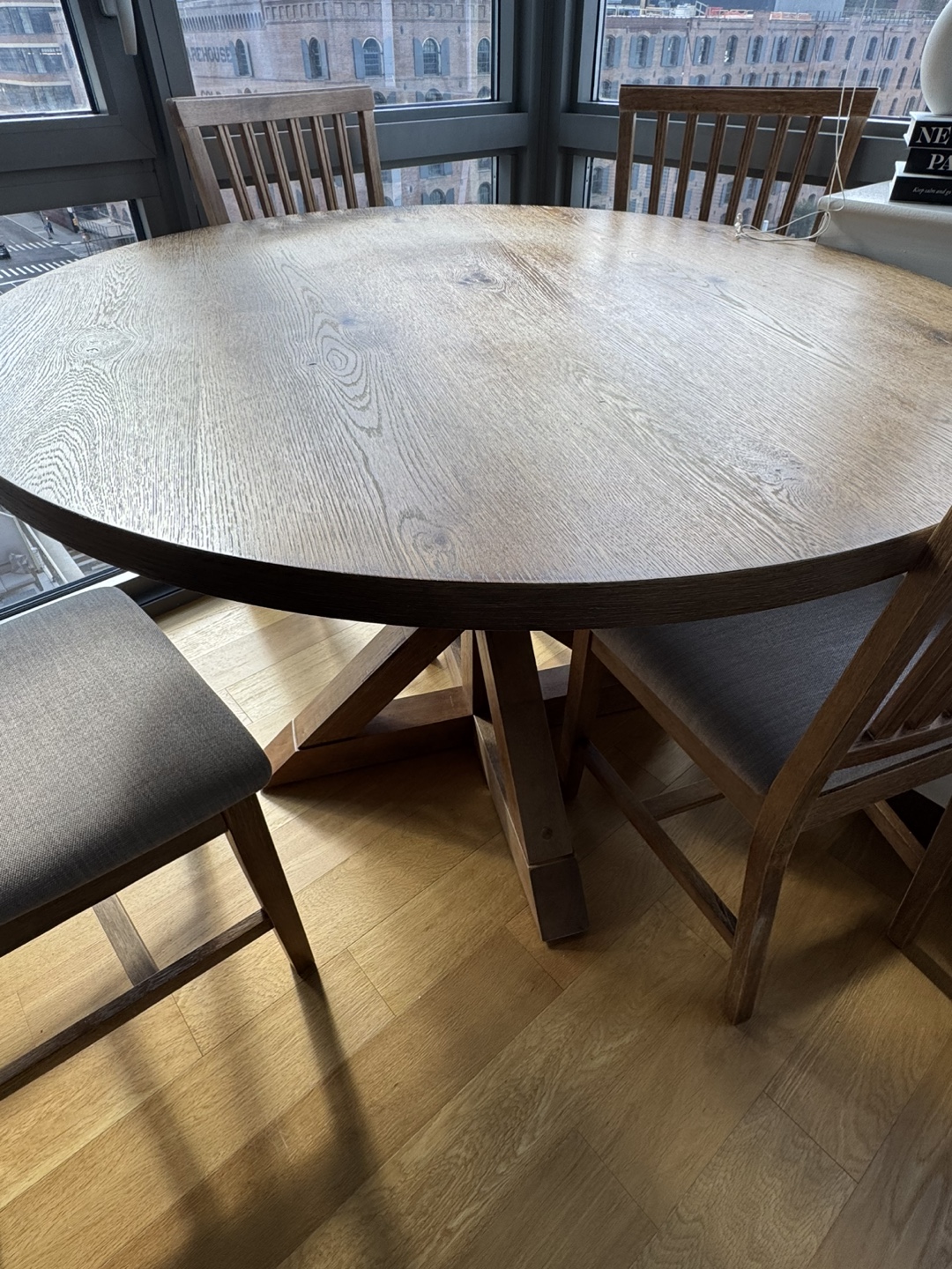 Dining Set Round Wood Dining Table and 4 Chairs - photo 2