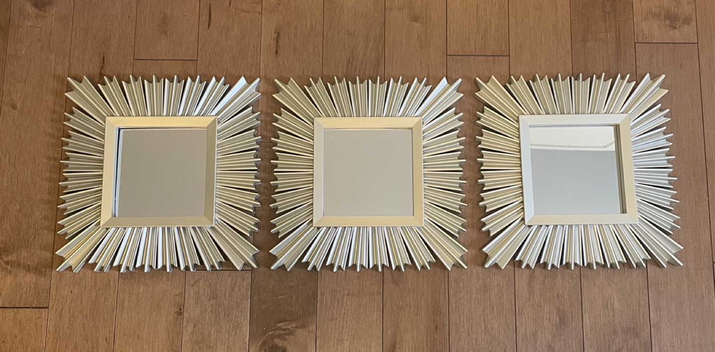 Set of 3 Champagne Sunburst Mirrors