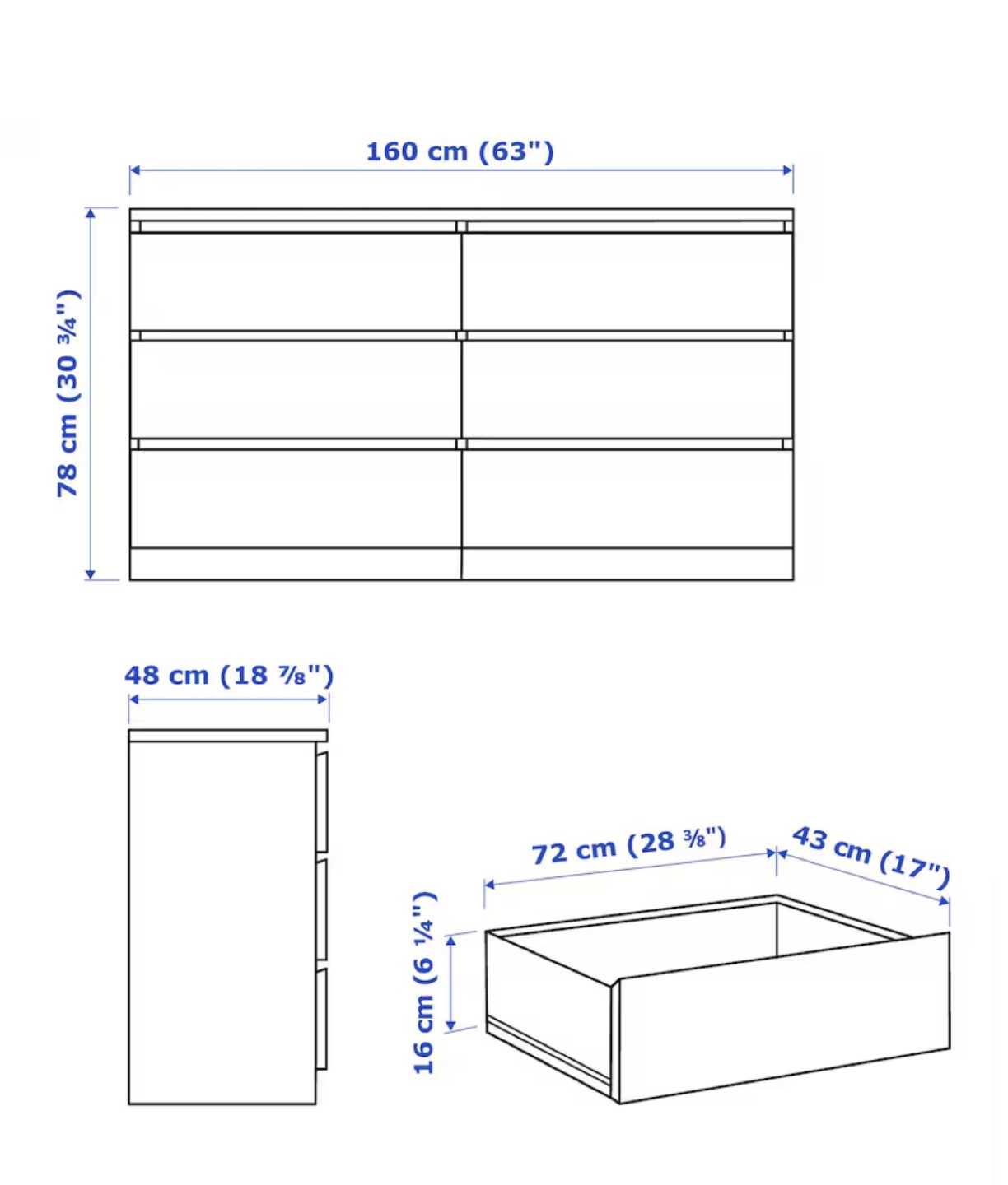 Malm 6 drawer white brand new in box - photo 2