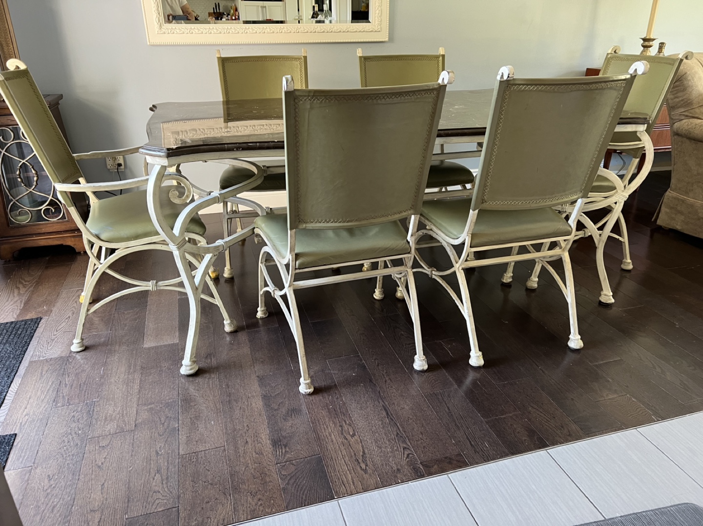 Marble Top Dining Table and 6 Chairs