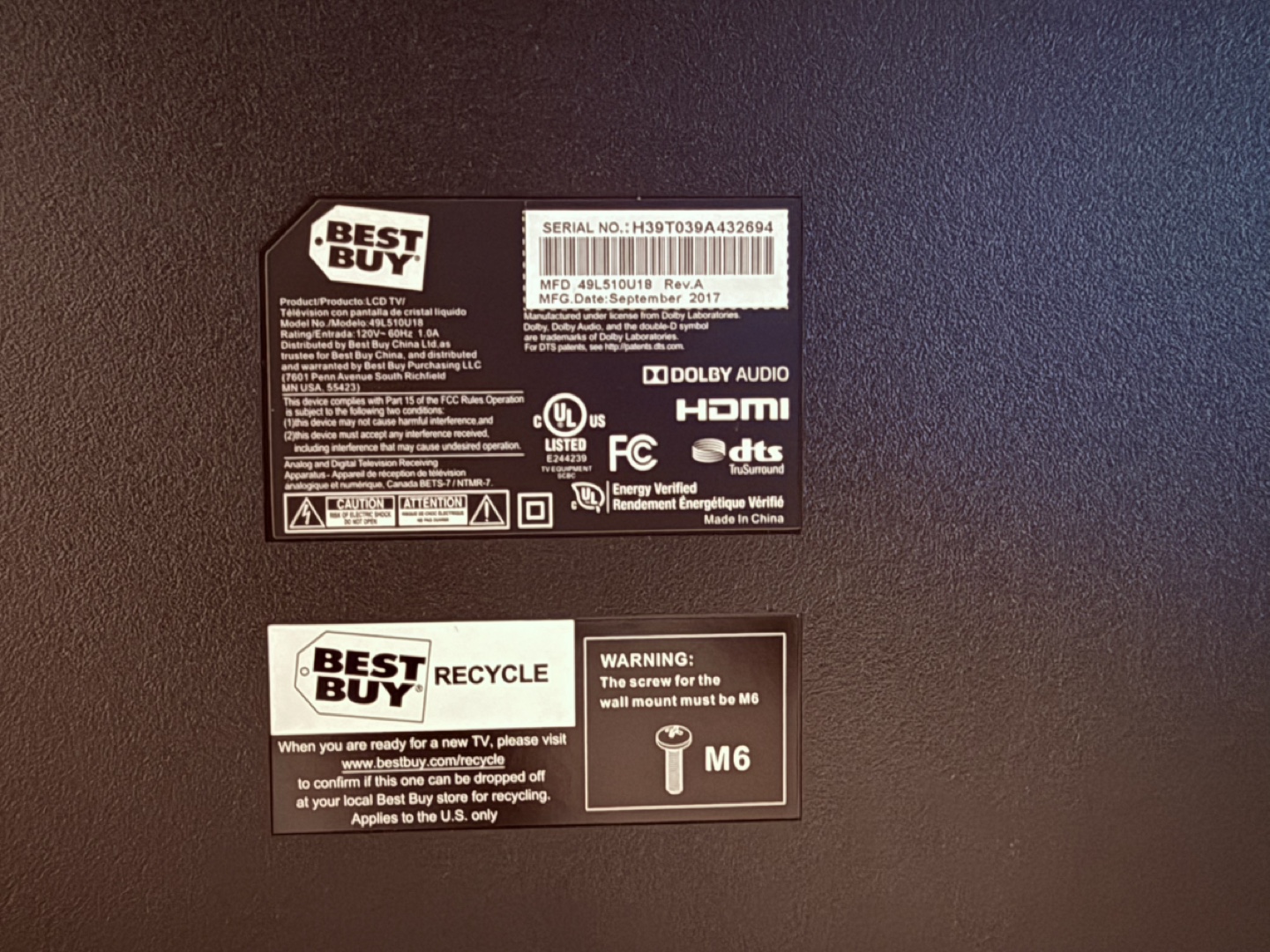 49 inch 1080p TV (Toshiba) - photo 3