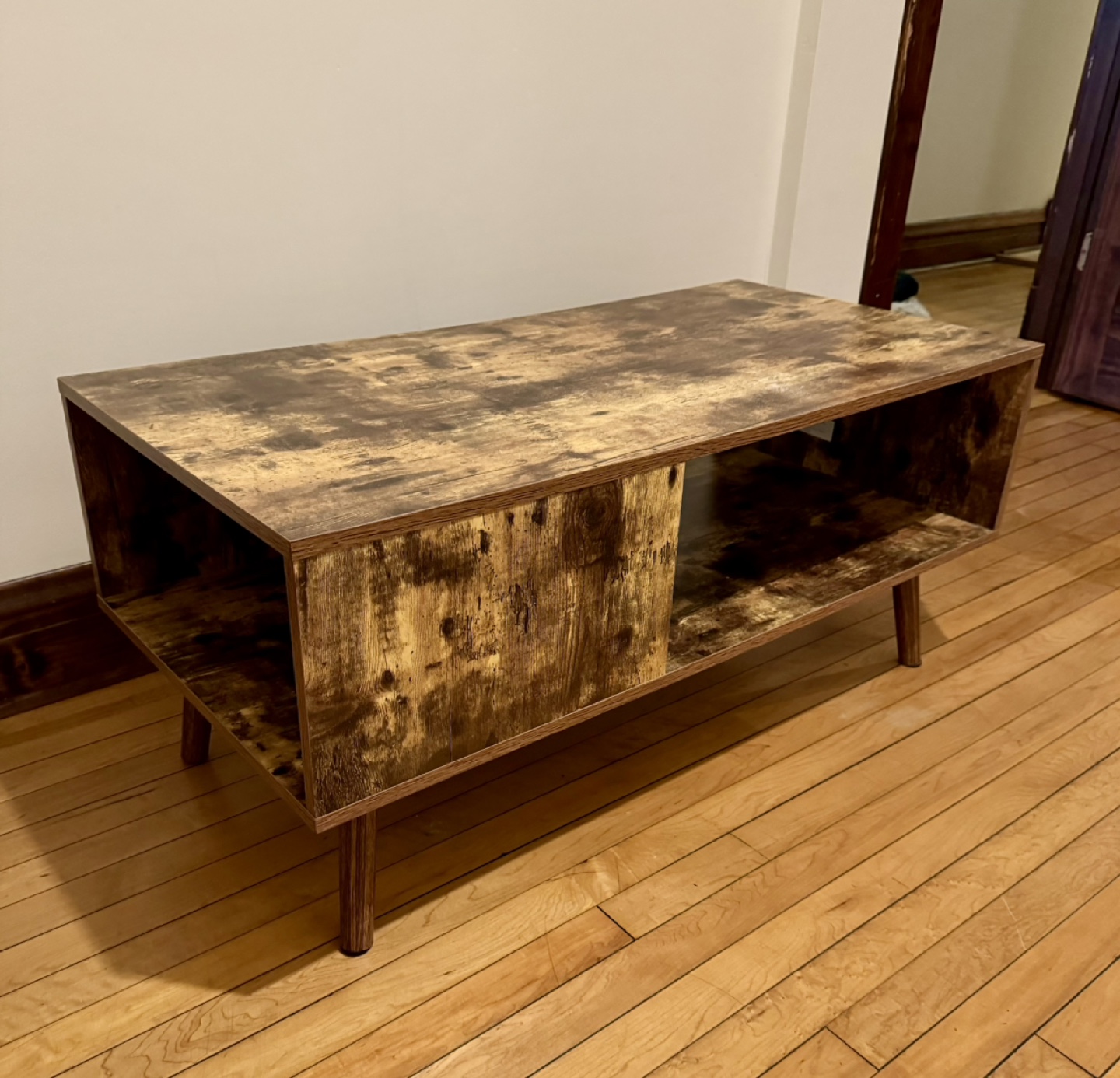 Rustic Coffee Table with Storage Shelf