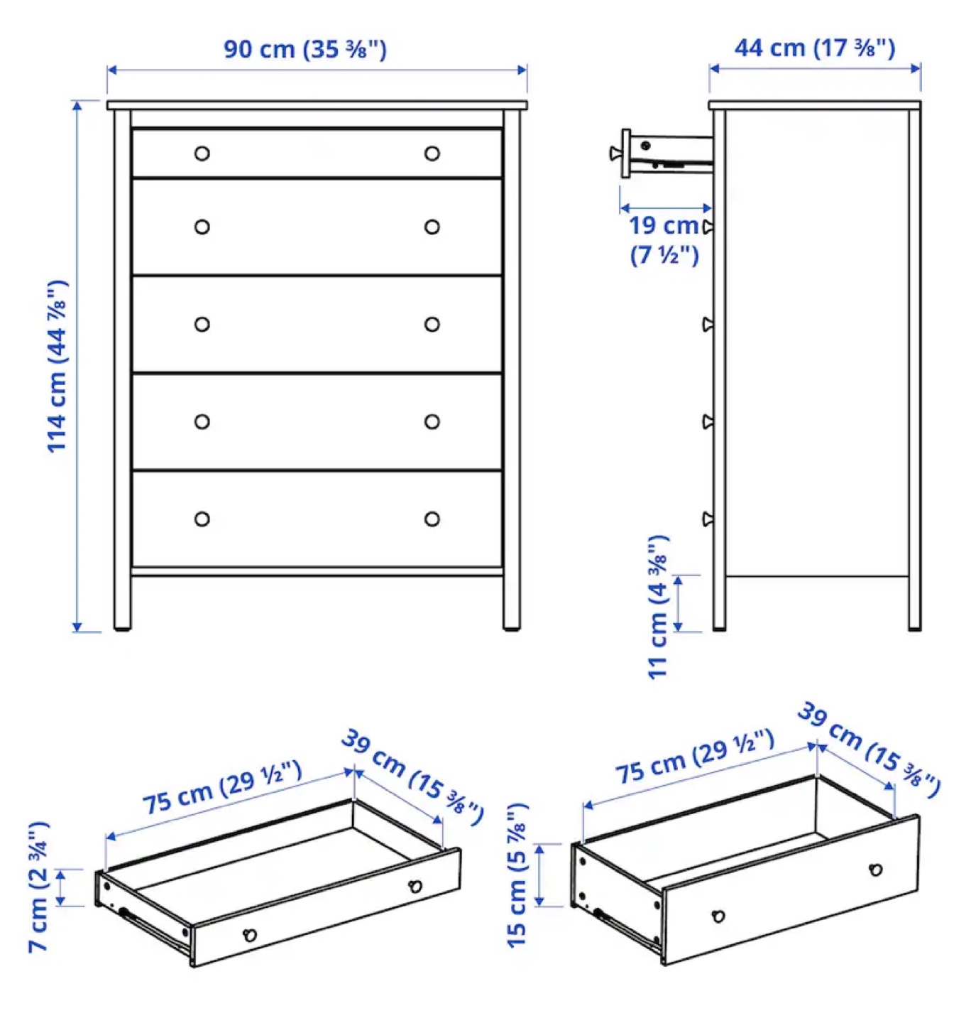 5-Drawer Chest - Black - photo 2