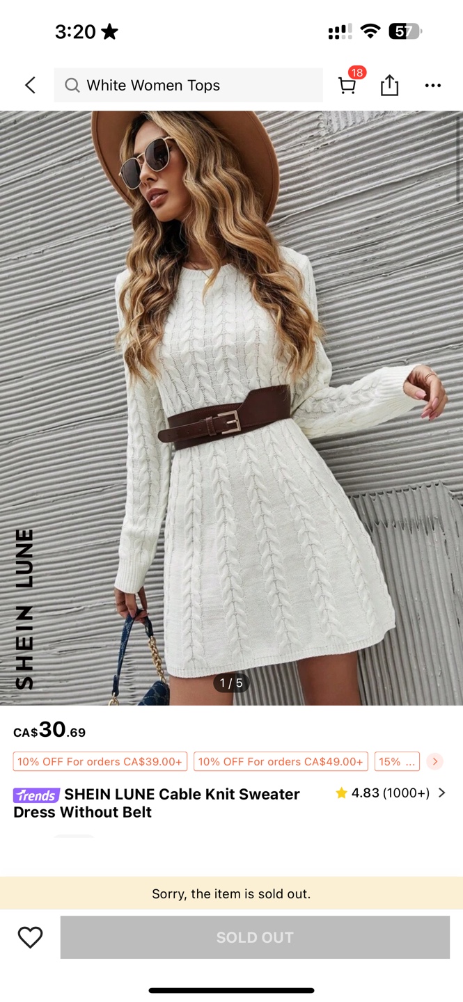 SHEIN Cable Knit Sweater Dress