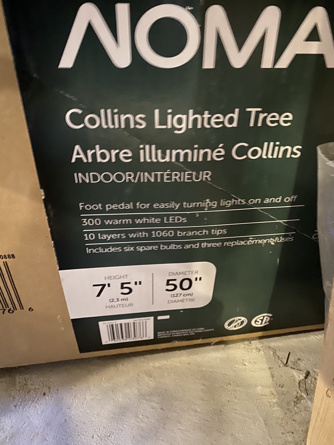 7'5" Noma Collins Lighted Christmas Tree
