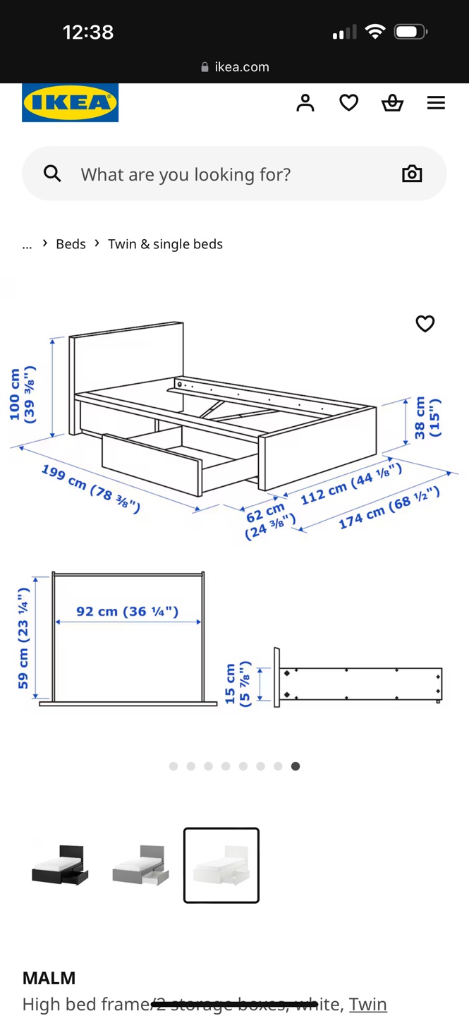 IKEA MALM Twin Bed Frame with Storage + mattress - photo 4