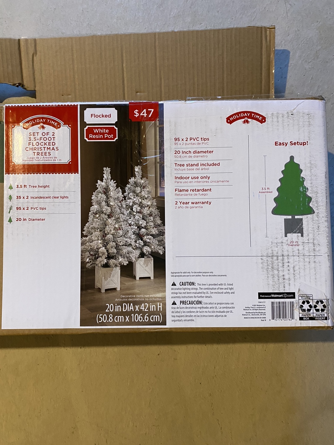 Set of 2 3.5-Foot Flocked Christmas Trees